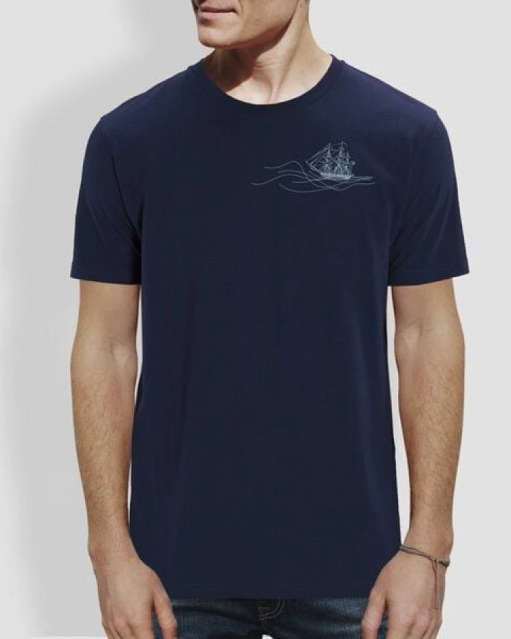 little kiwi Herren T-Shirt, "Rückenwind", Blau - Navy