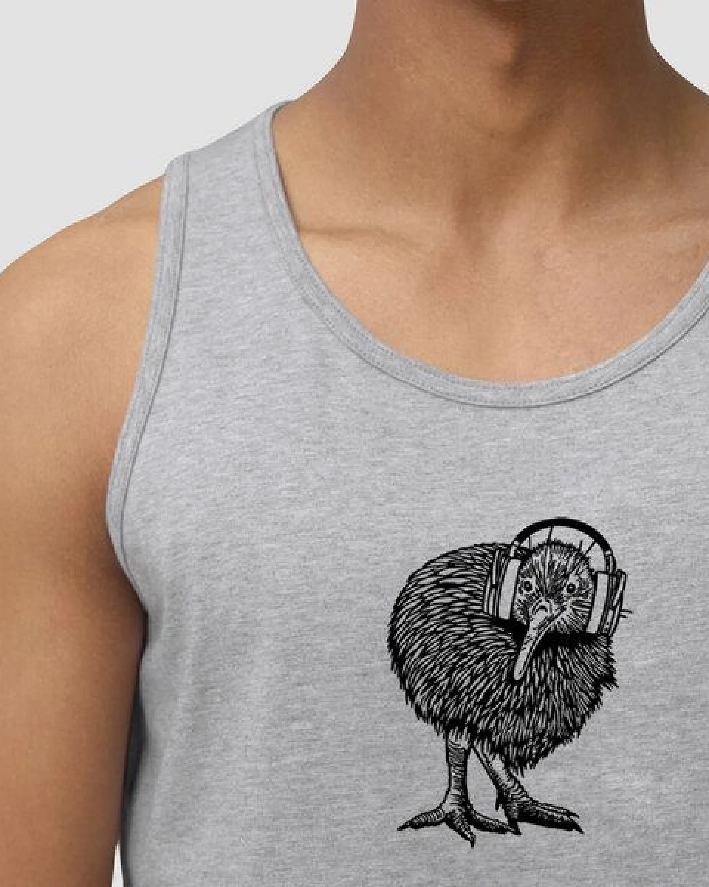 little kiwi Herren Tanktop, „Kiwis Sound“, Heather Grey – Ansicht 2