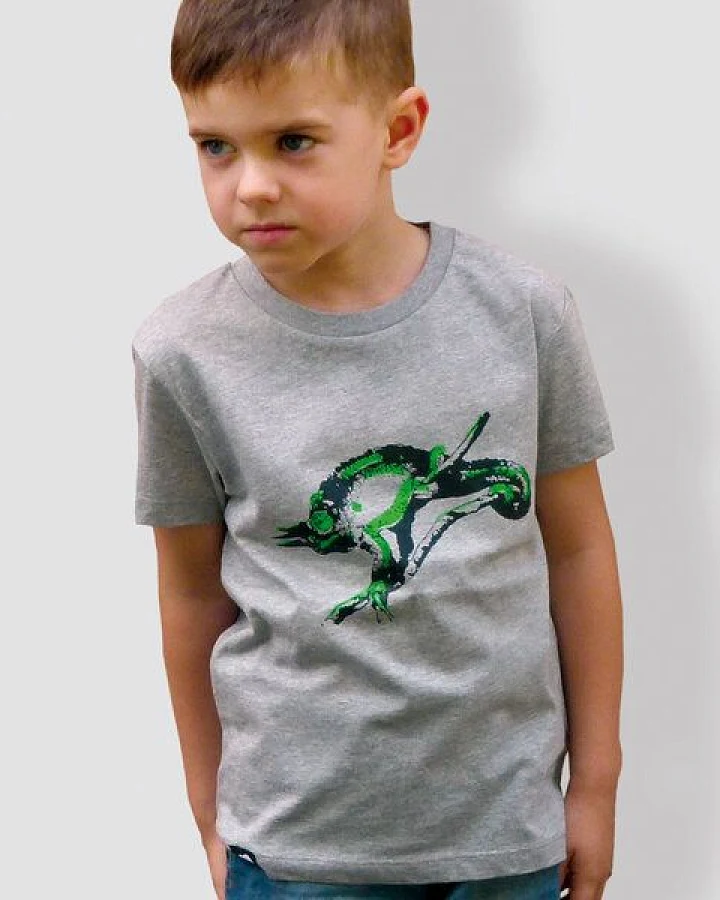 little kiwi Kinder T-Shirt, "Chamäleon", Heather Grey