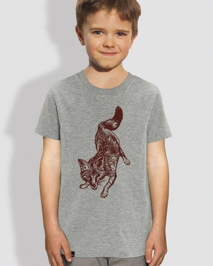 little kiwi Kinder T-Shirt, "Fuchs", Heather Grey