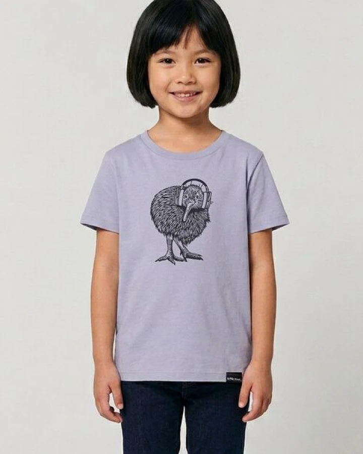 little kiwi Kinder T-Shirt, "Kopfhörer auf", Lavender