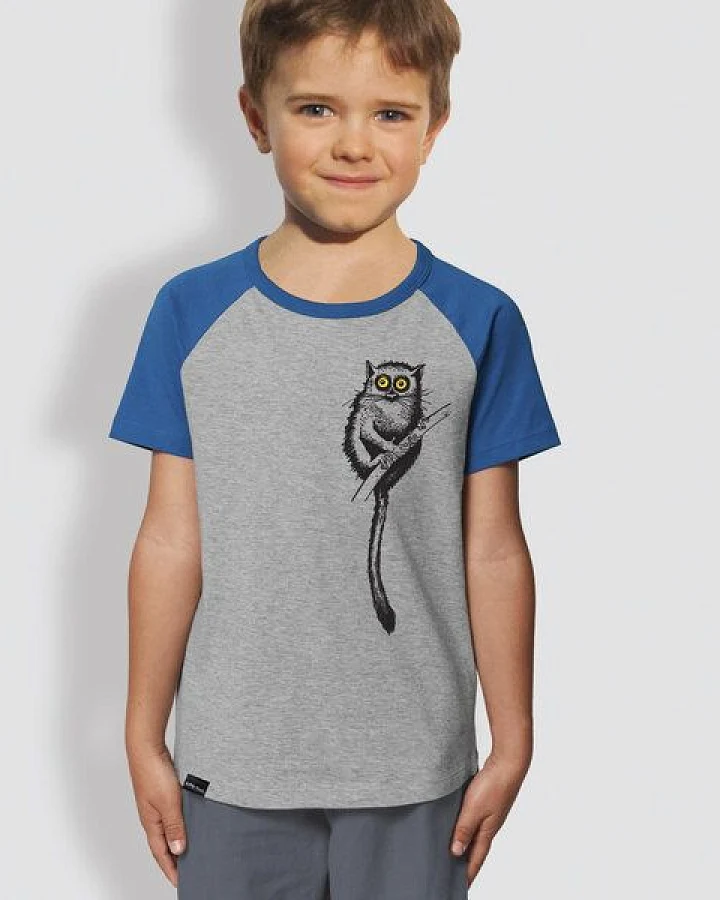 little kiwi Kinder T-Shirt, "Maki", Heather Grey-Blue