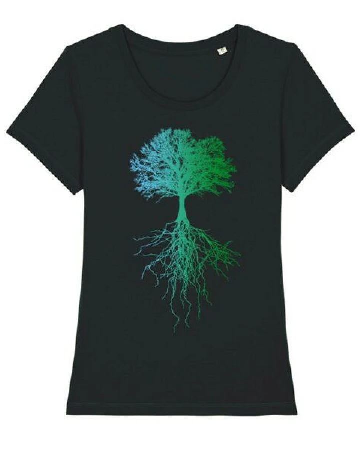 roots of compassion Baum T-Shirt bio & fair & vegan - taillierter Schnitt - Wurzeln, Natur