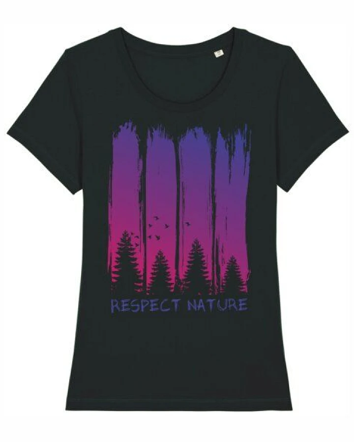roots of compassion Bäume T-Shirt bio & fair & vegan - taillierter Schnitt - Wald, Natur, Vögel