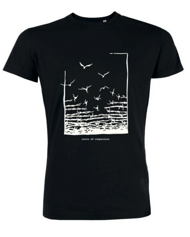 roots of compassion Freedom Vögel Shirt bio & fair & vegan - gerader Schnitt - Vogel, Freiheit, Frieden, Tiere