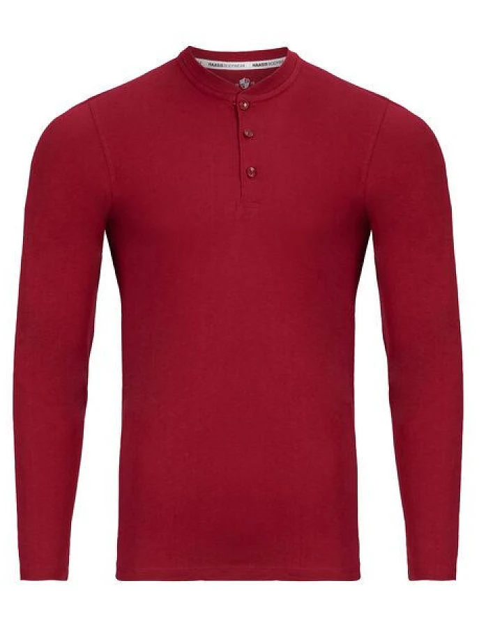 HAASIS BODYWEAR Herren Shirt mit Knopfleiste; Langarm, Single Jersey