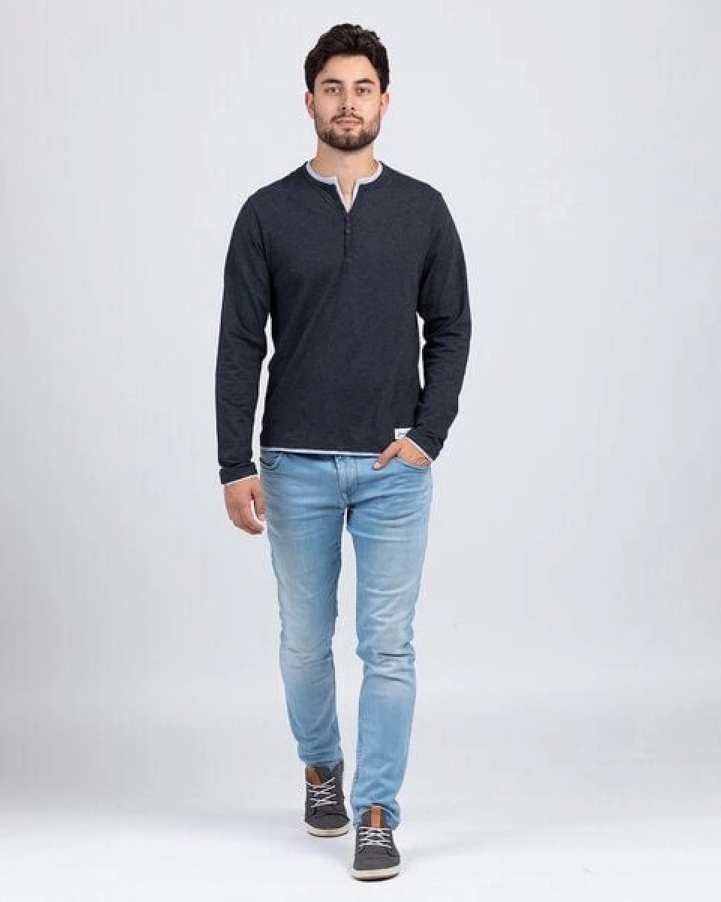 Lexi&Bö Jersey-Longsleeve Herren Dark Melange – Ansicht 2