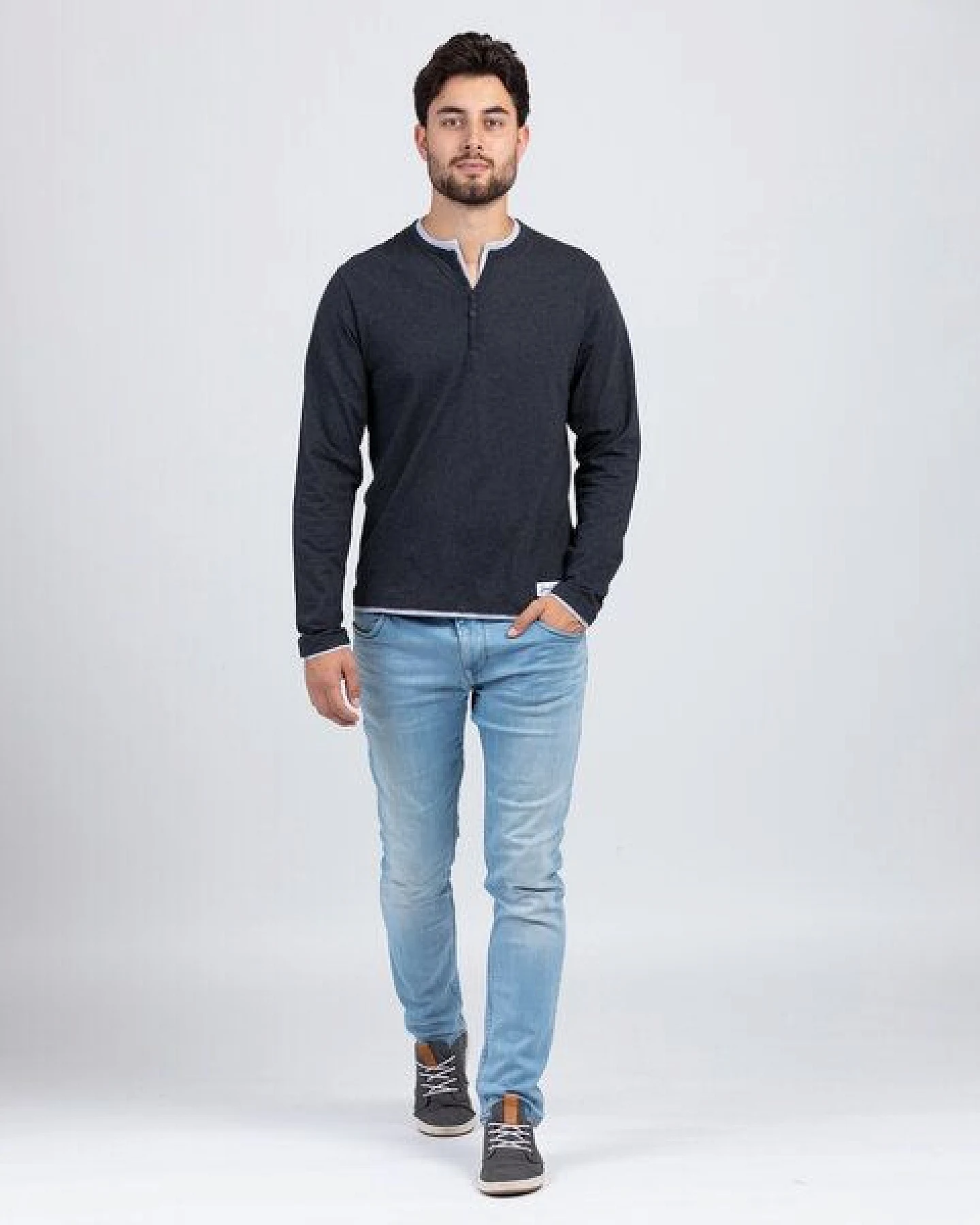 Lexi&Bö Jersey-Longsleeve Herren Dark Melange – Ansicht 2