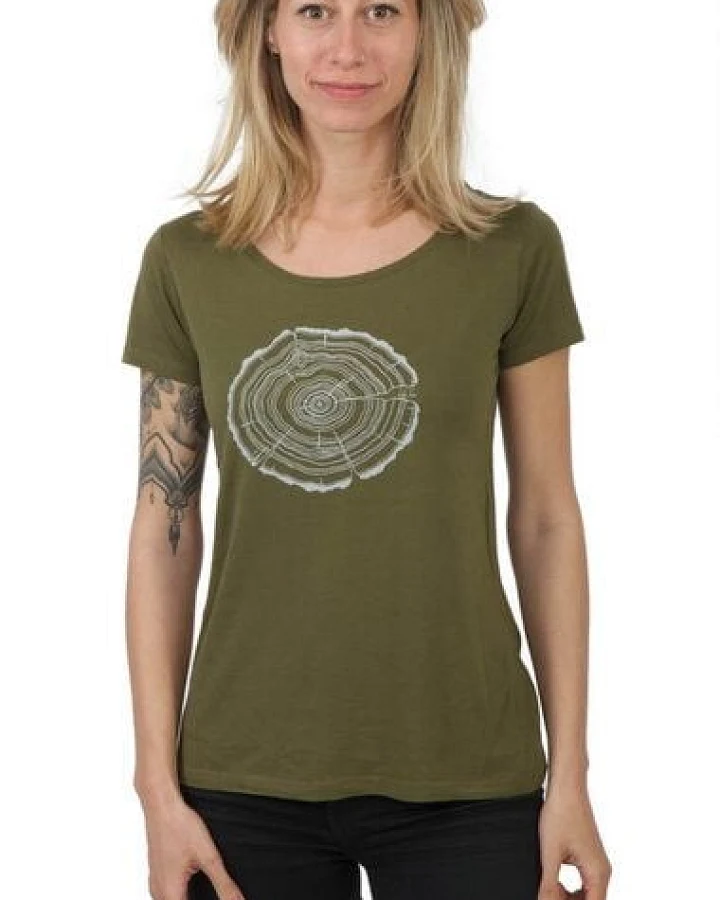 Life-Tree Bambus Shirt Fairwear für Damen "Treeslice" in Moss Green