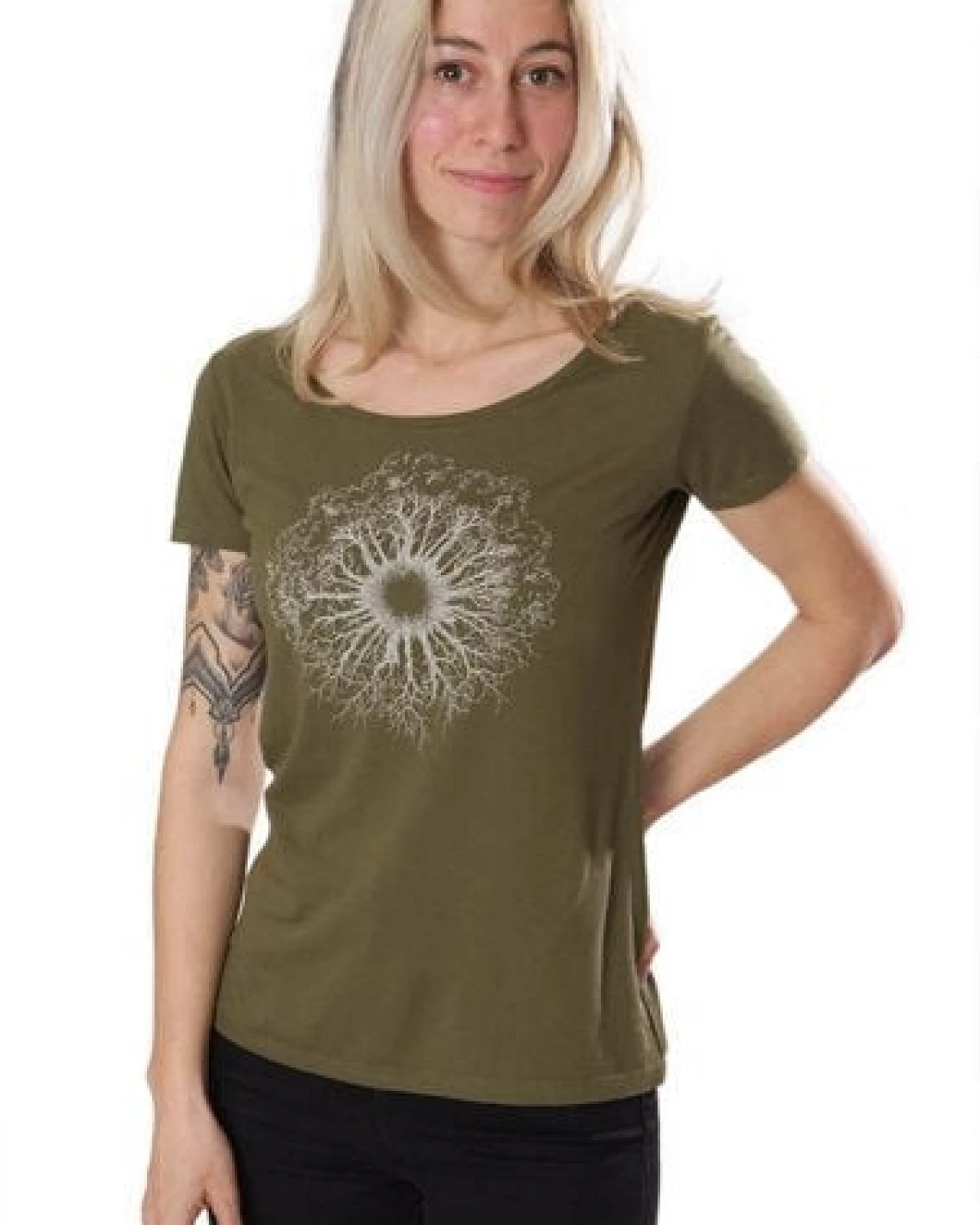 Life-Tree Bambus Shirt Fairwear für Damen "WoodenIris" in Moss Green – Ansicht 2