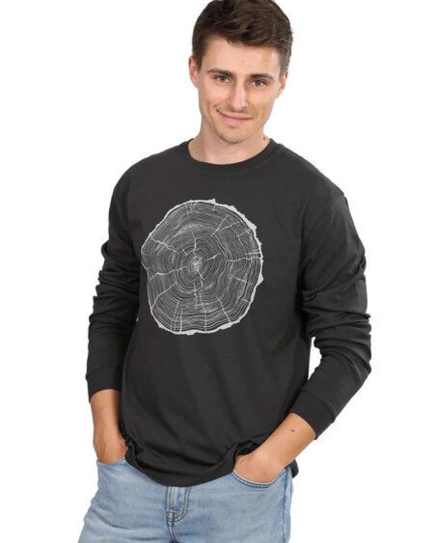 Life-Tree Fairwear Organic Longsleeve Shirt Men Faded Black BigSlice – Ansicht 4