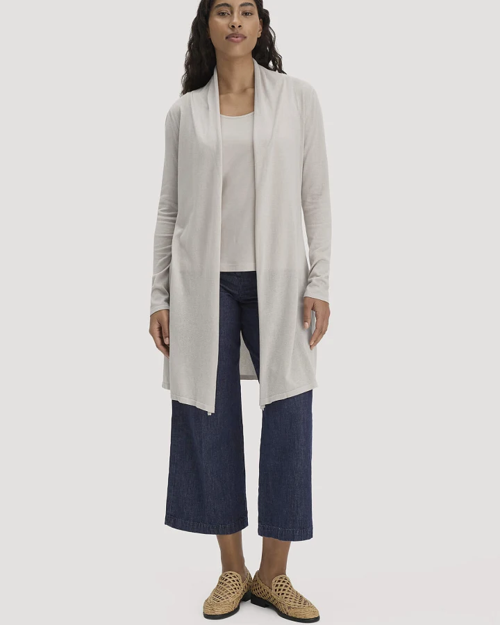 hessnatur Damen Strick Jacke Regular aus TENCEL™ Lyocell und Bio-Baumwolle - beige - Größe L