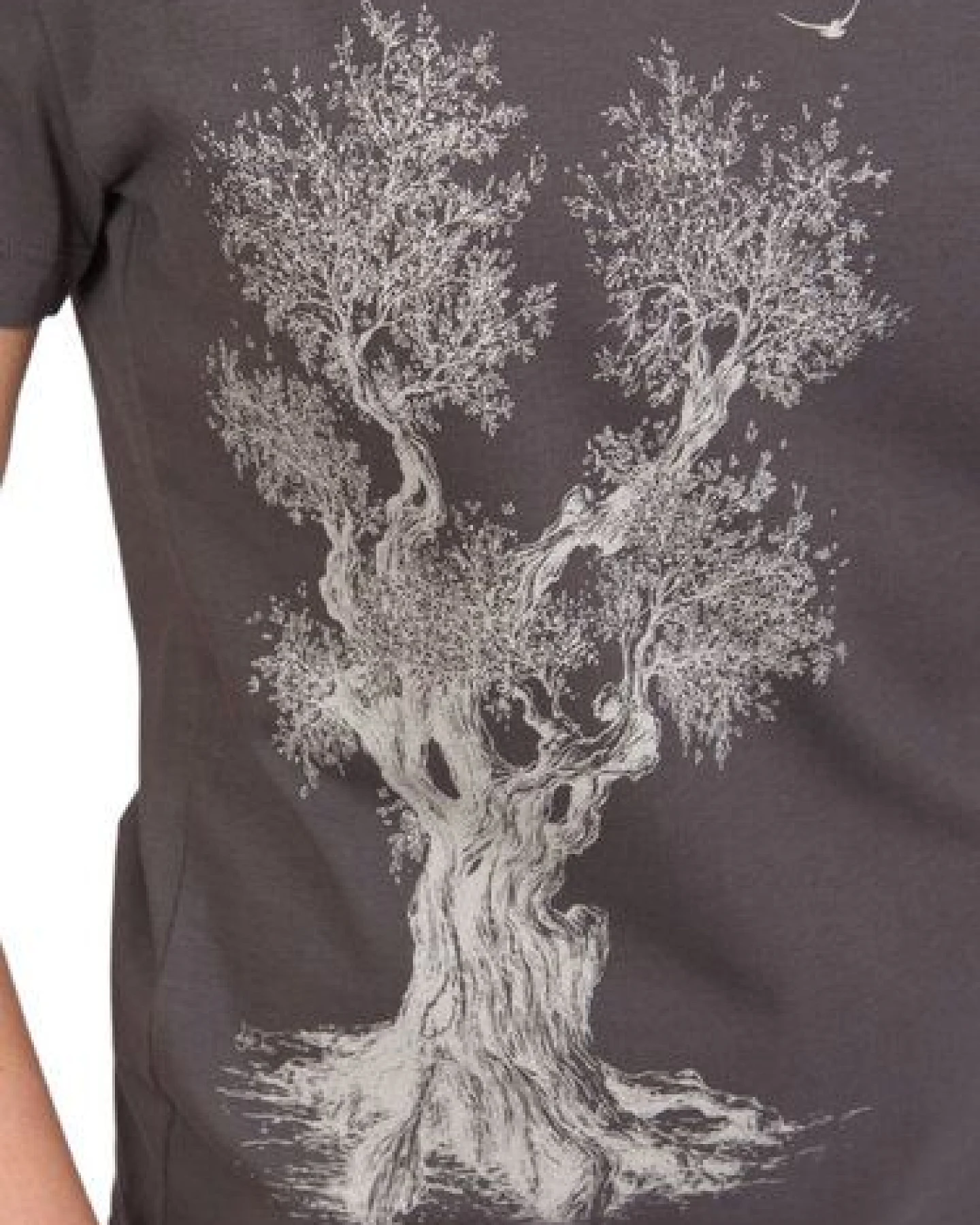 Life-Tree Organic Fairwear Loose Fit Shirt Women Anthrazite Olive Tree – Ansicht 3
