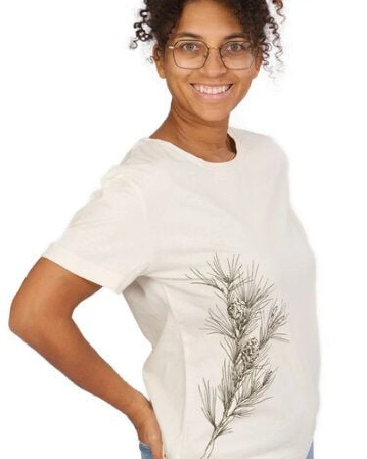 Life-Tree Organic Fairwear Loose Fit Shirt Women Natural Raw Pine Branch – Ansicht 2