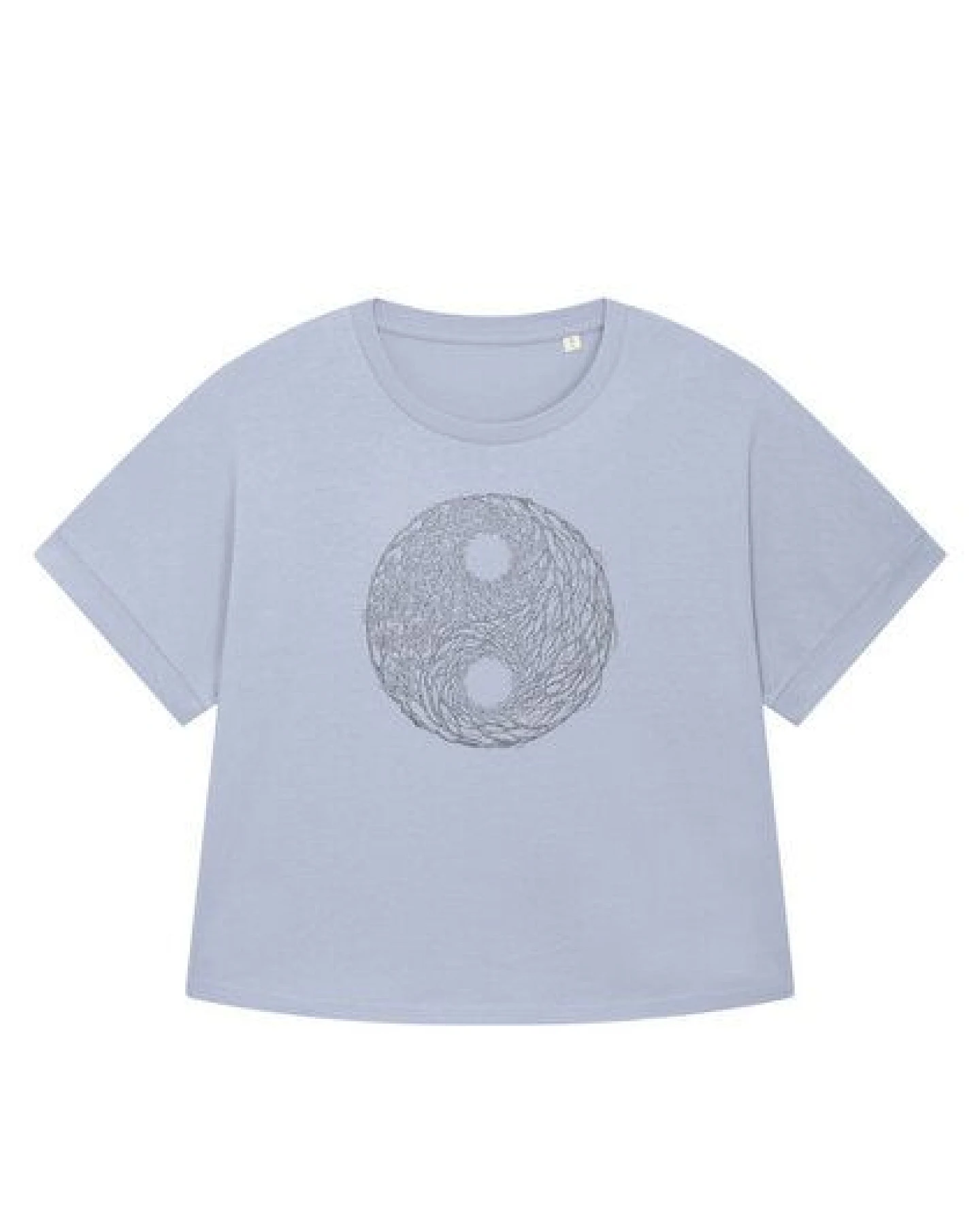 Life-Tree Organic Fairwear Shirt Women Fairwear Organic Oversized YinYang Light /hellblau – Ansicht 3