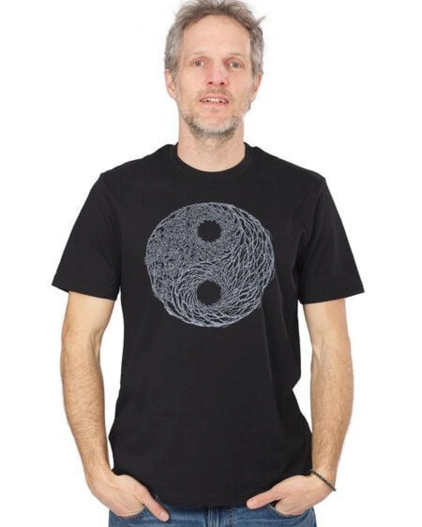 Life-Tree Organic Fairwear Shirt Men "YinYang" Black/Desert Dust – Ansicht 2
