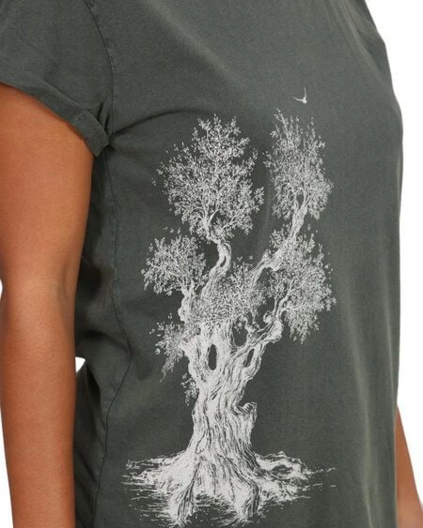 Life-Tree Organic Fairwear Shirt Women "Olive Tree" in Washed Blue/Green/Red – Ansicht 4