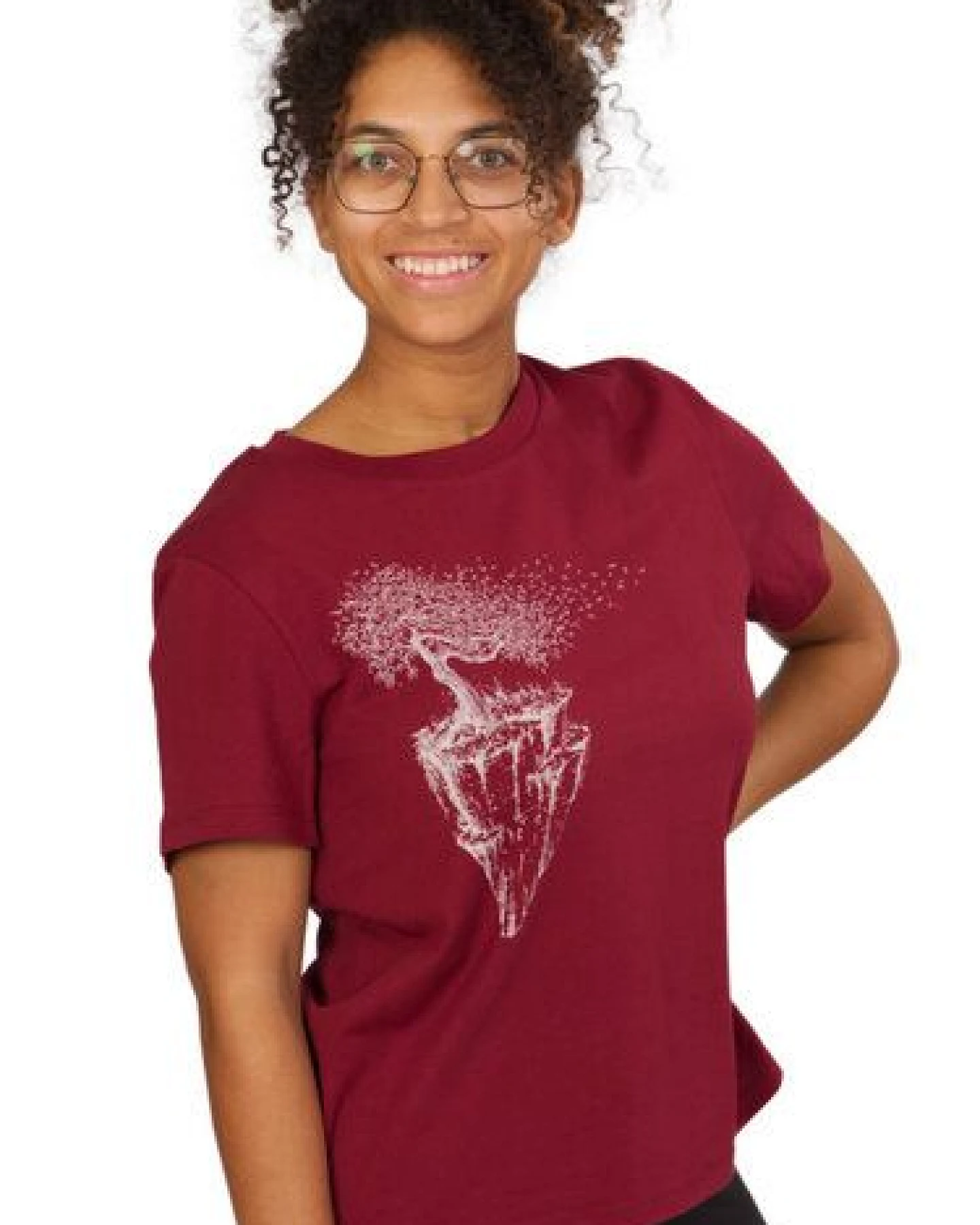 Life-Tree Organic Fairwear Shirt Women Fairwear Organic Burgundy Maple Island – Ansicht 4
