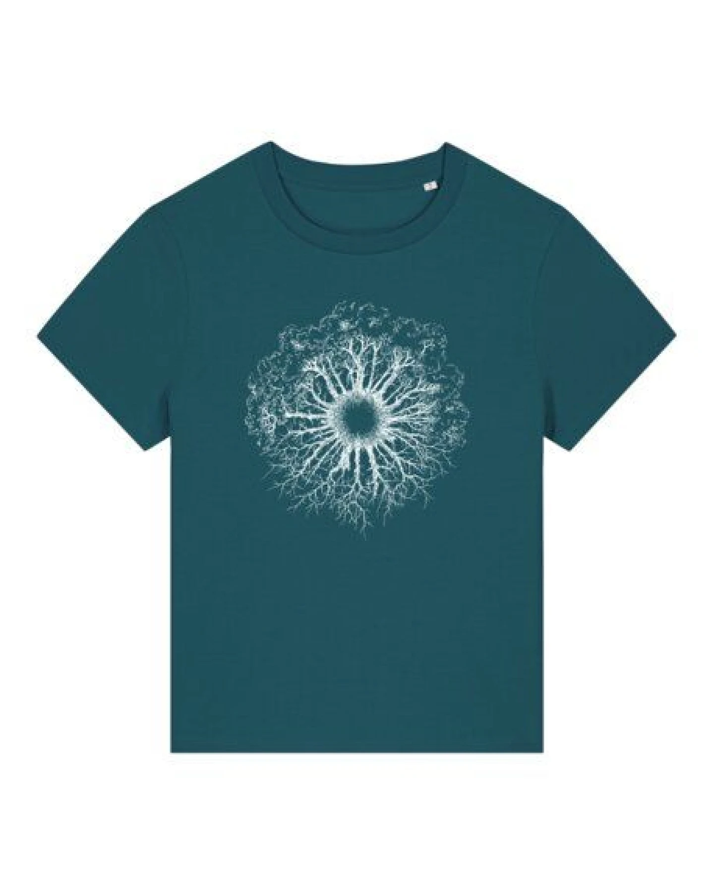 Life-Tree Shirt aus Biobaumwolle Fairwear für Damen "WoodenIris" in Stargazer Blau – Ansicht 4