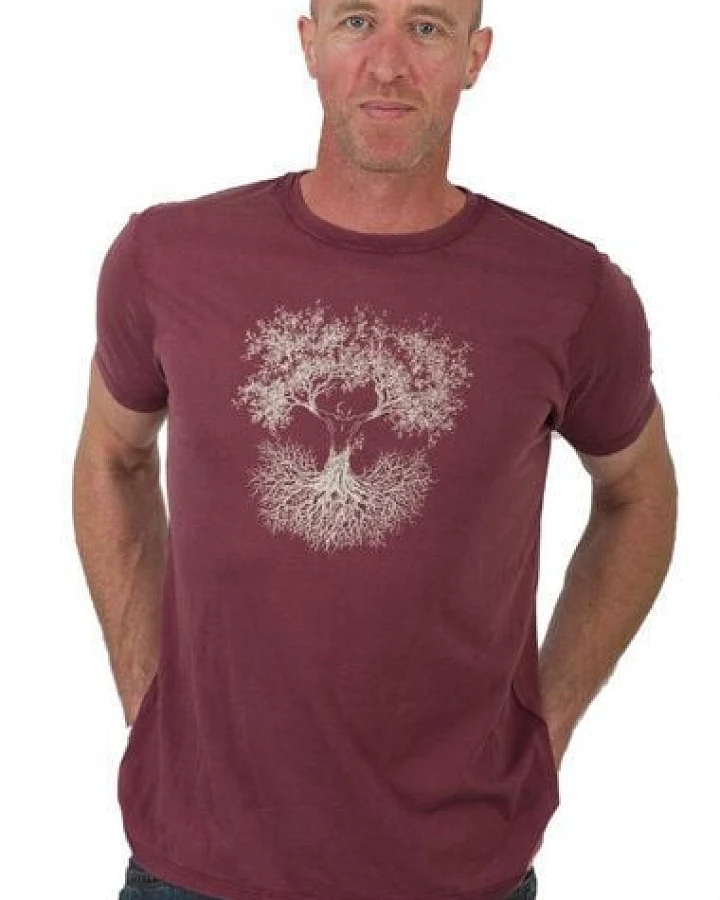 Life-Tree Shirt aus Biobaumwolle Fairwear für Herren "Fusion" in Washed Red