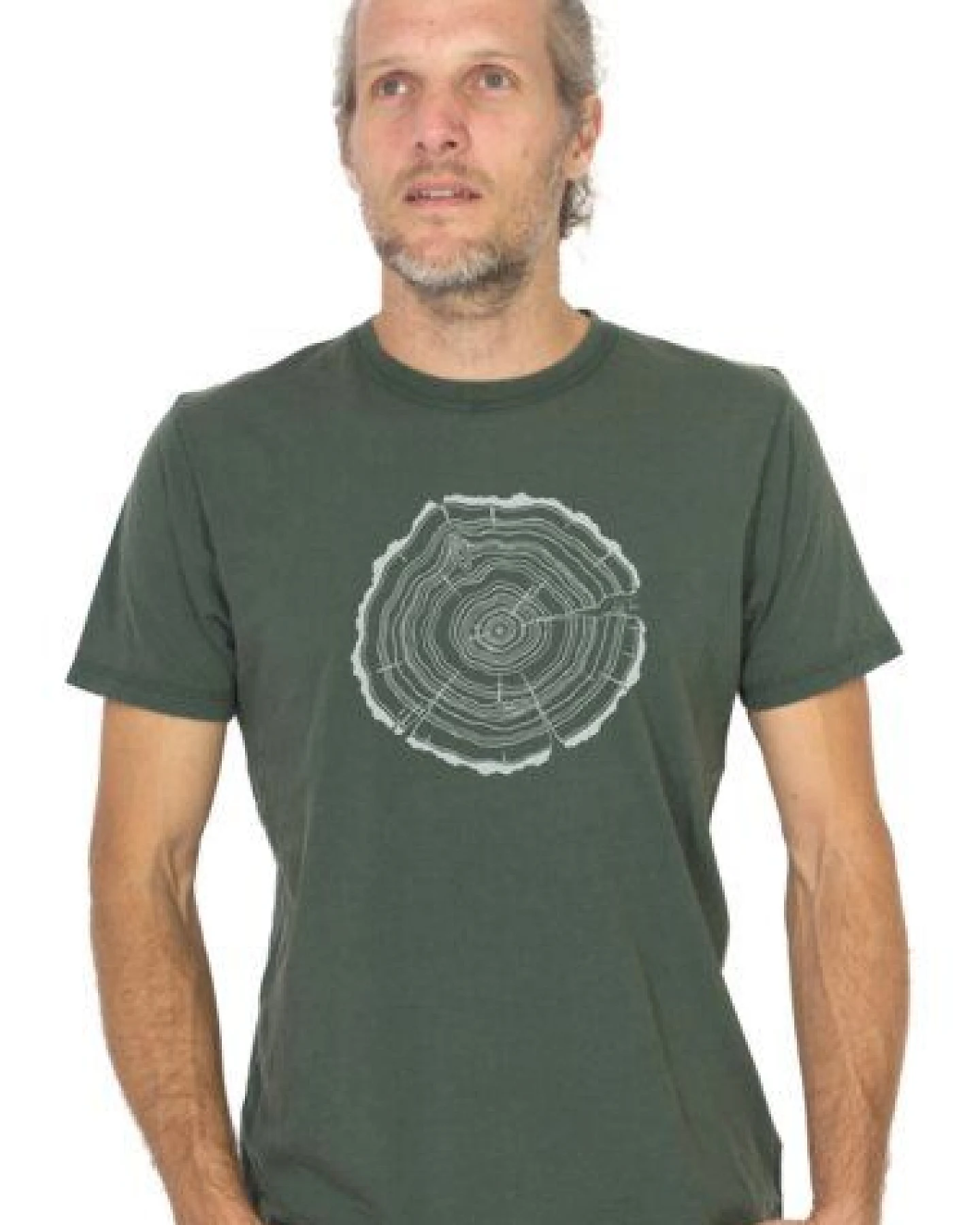 Life-Tree Shirt aus Biobaumwolle Fairwear für Herren "Treeslice" in Washed White/Blue/Red/Green – Ansicht 2