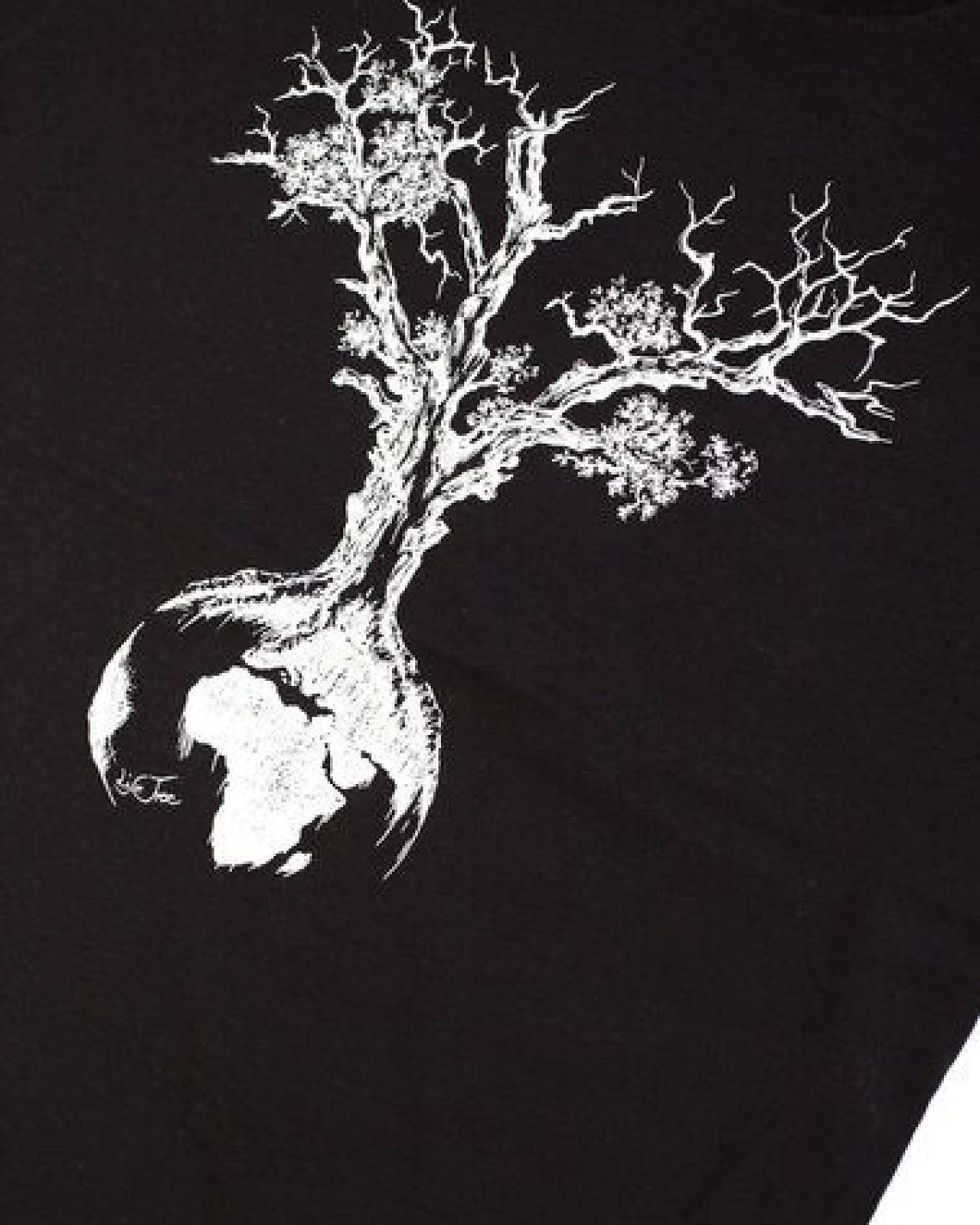 Life-Tree Shirt aus Biobaumwolle Fairwear für Herren "Weltenbaum" in Washed Green/Black/White – Ansicht 3