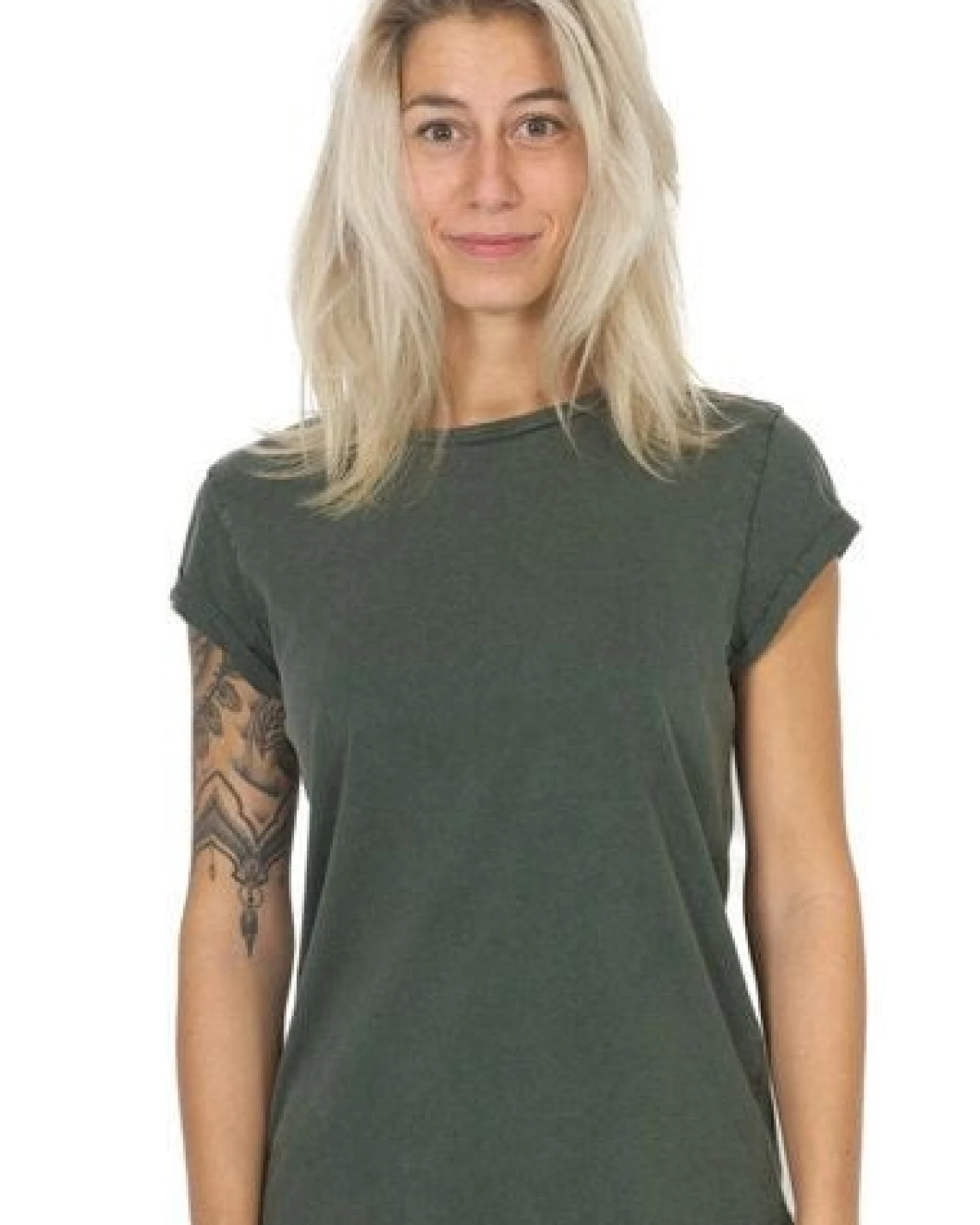 Life-Tree Shirt aus Biobaumwolle für Damen "Basic" Stone Washed Green/Red/Blue – Ansicht 4