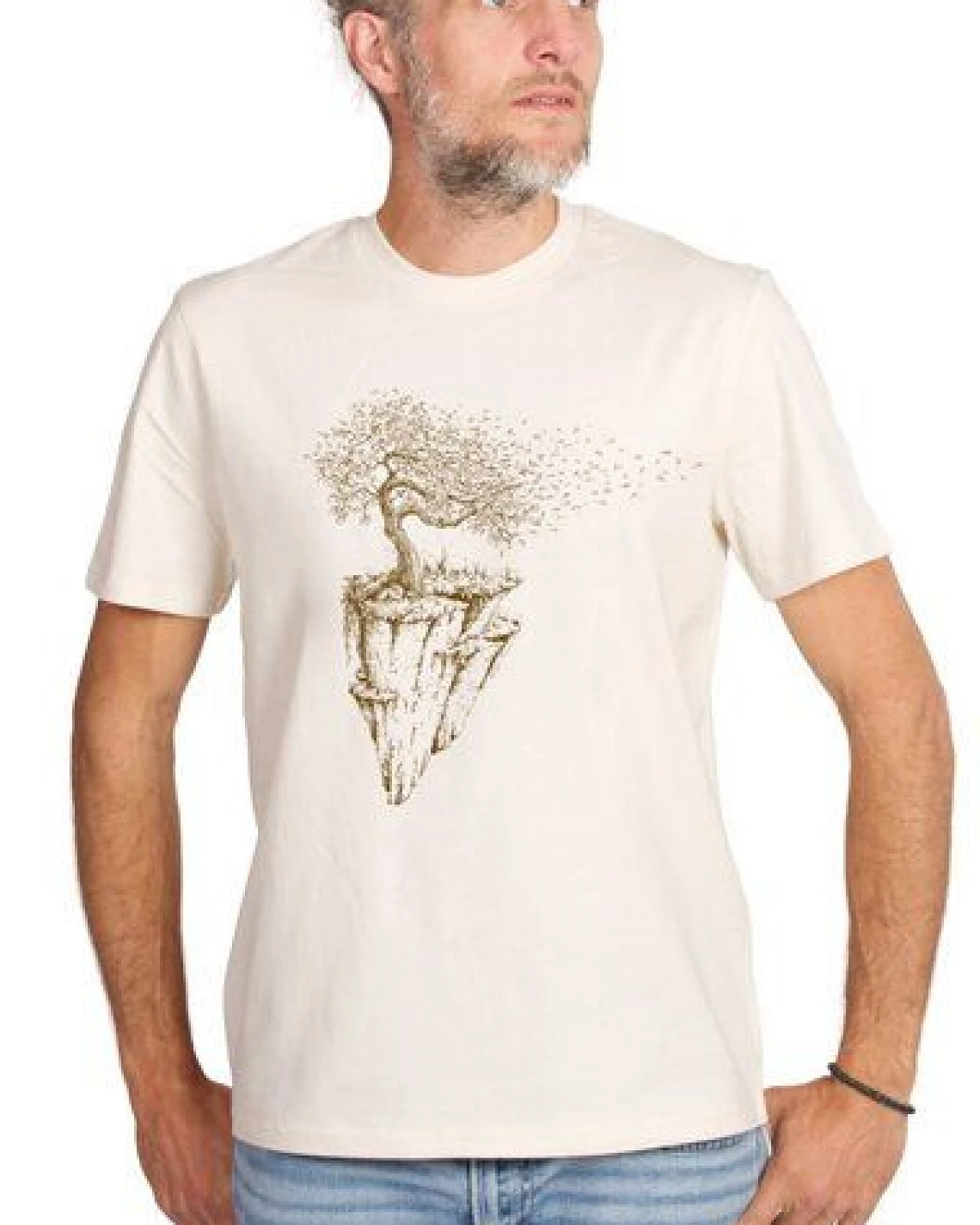 Life-Tree Shirt aus Biobaumwolle für Herren "Maple Island" in Natural Raw/Green Bay/Desert Dust – Ansicht 3