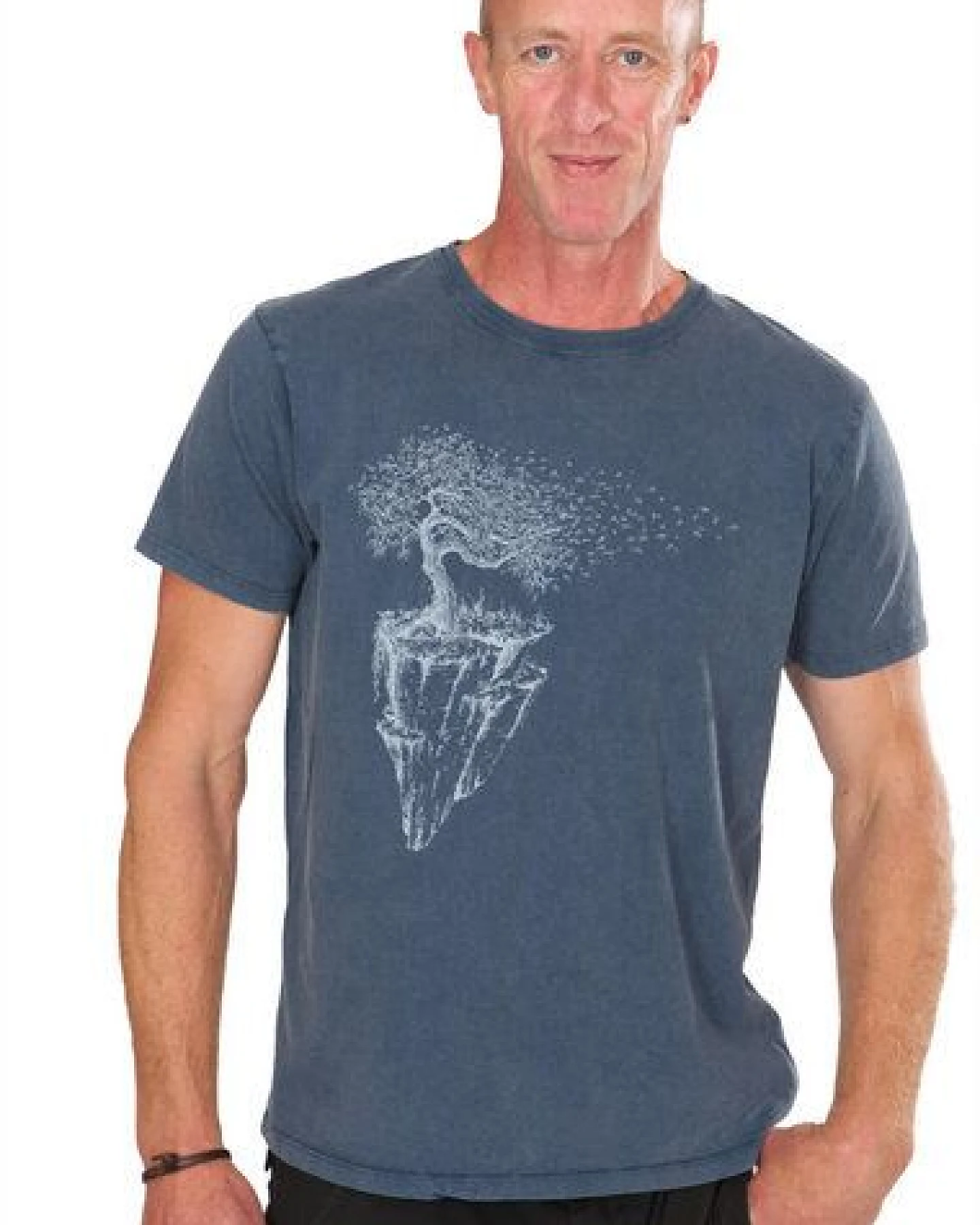 Life-Tree Shirt aus Biobaumwolle für Herren "Maple Island" in Washed Blue – Ansicht 2