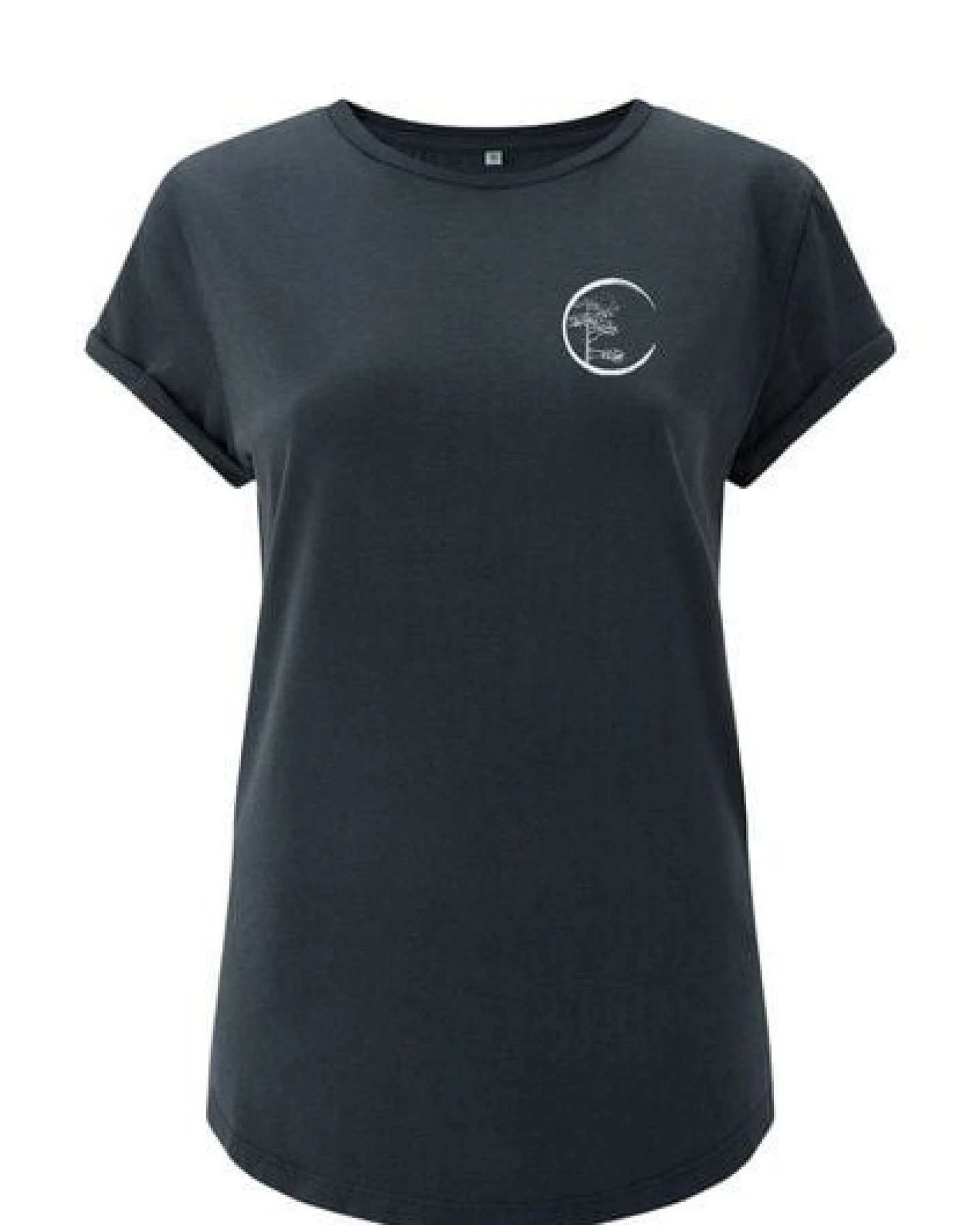 Life-Tree Shirt aus Biobaumwolle mit Brustmotiv für Damen "Circle" Stone Washed Green/Red/Blue – Ansicht 4