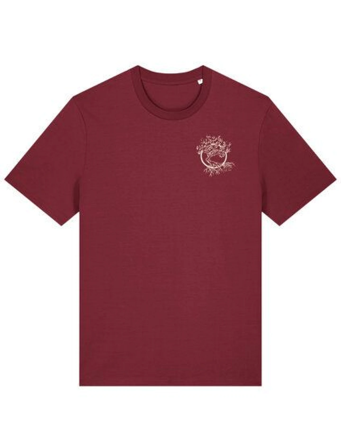 Life-Tree Shirt aus Biobaumwolle mit Brustmotiv für Herren "Olive" Burgundy / Ocre / Desert Dust beige – Ansicht 3
