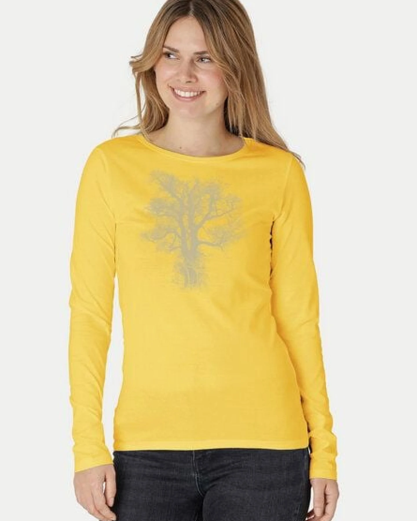 Peaces.bio - handbedruckte Biomode Bio-Damen-Langarmshirt Chestnut – Ansicht 3