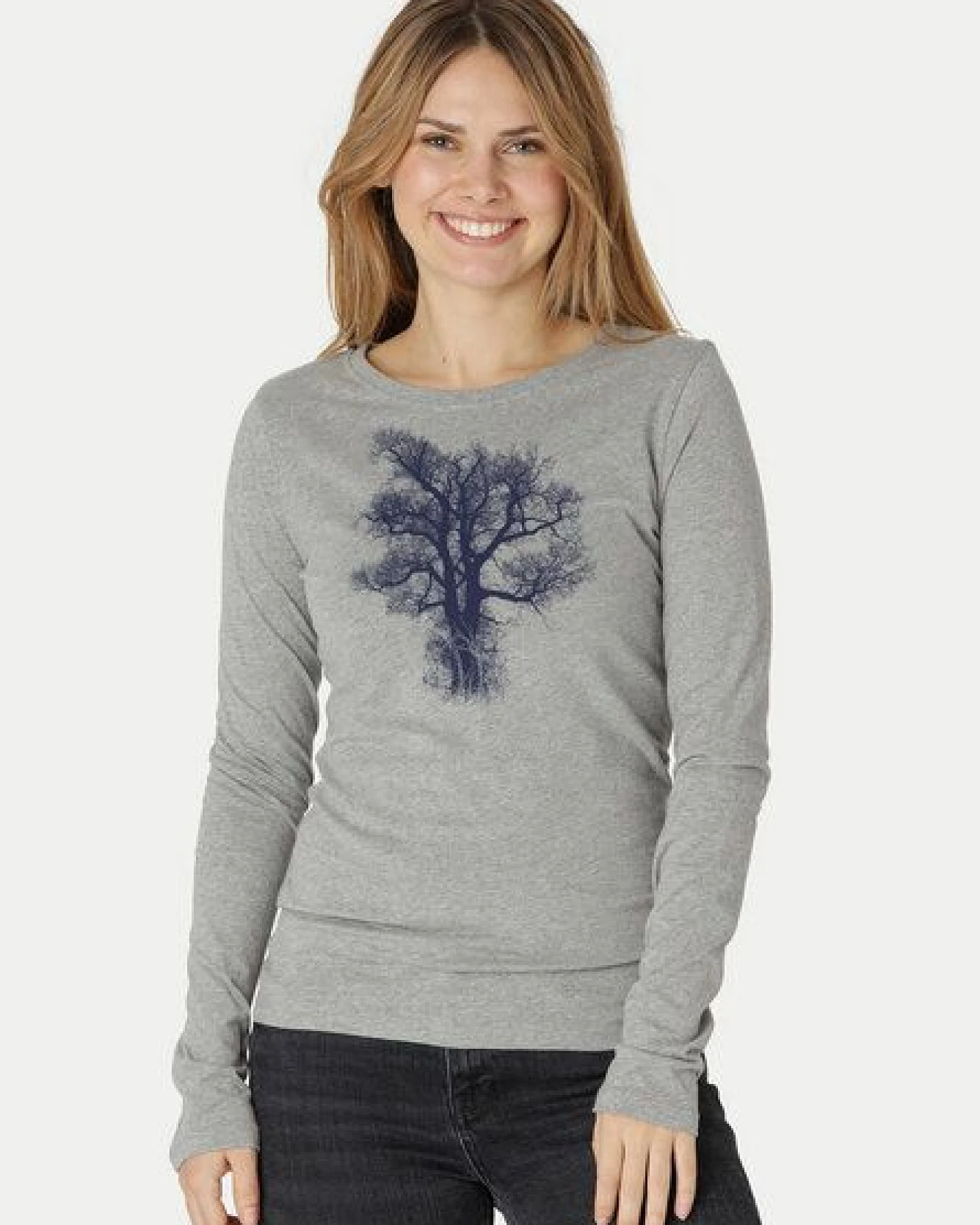 Peaces.bio - handbedruckte Biomode Bio-Damen-Langarmshirt Chestnut – Ansicht 3