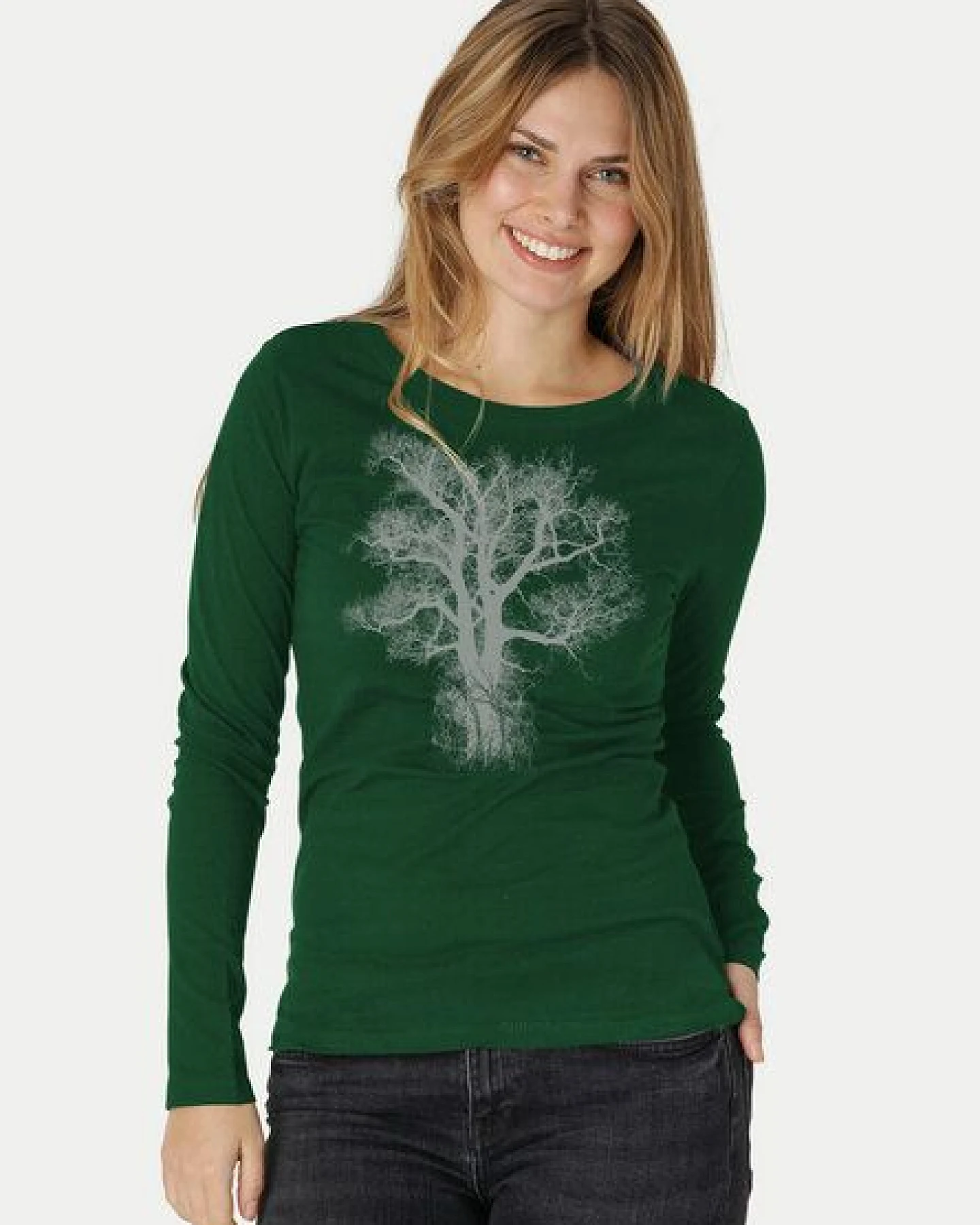 Peaces.bio - handbedruckte Biomode Bio-Damen-Langarmshirt Chestnut – Ansicht 3