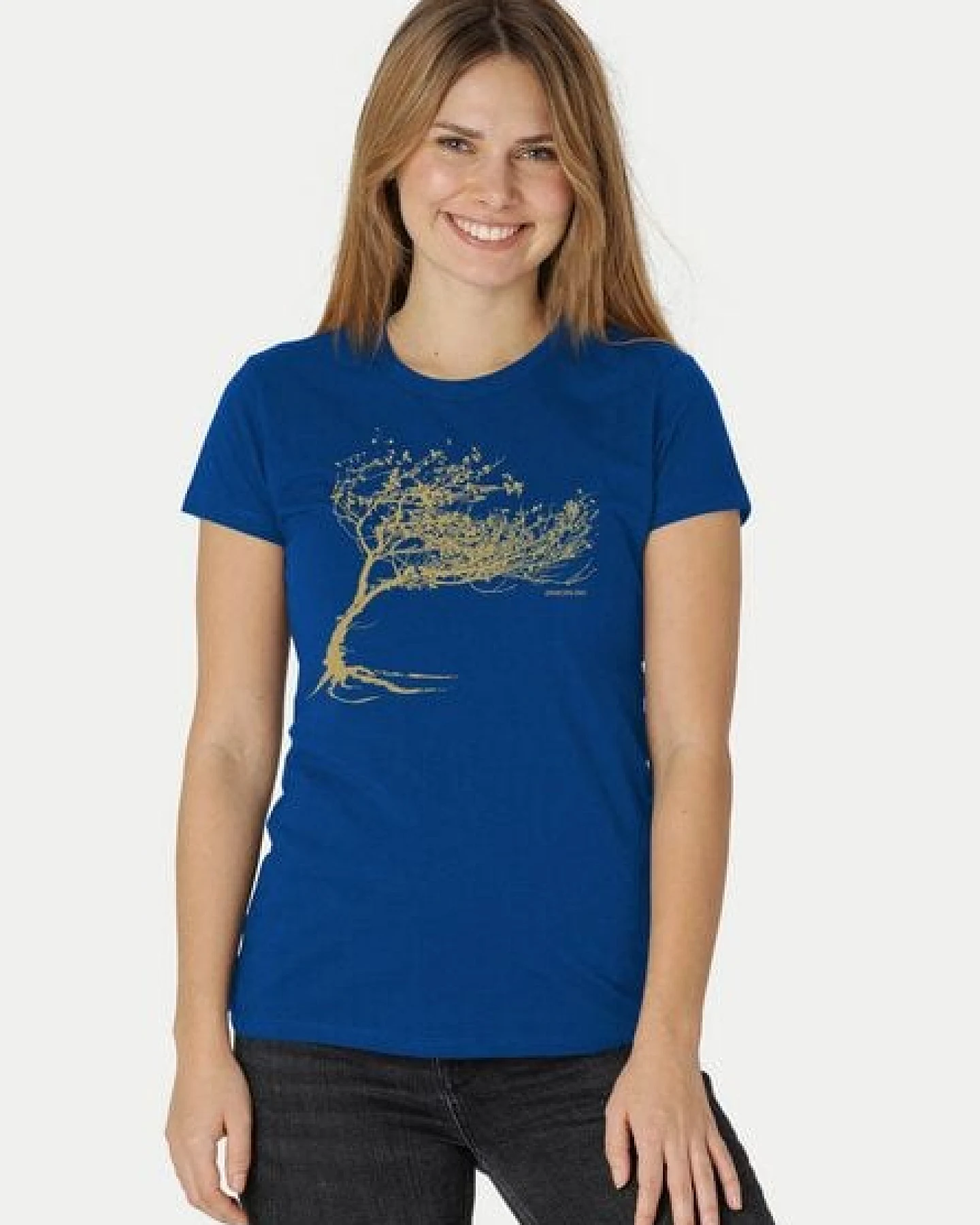 Peaces.bio - handbedruckte Biomode Bio-Damen-T-Shirt "Windy Tree" – Ansicht 3