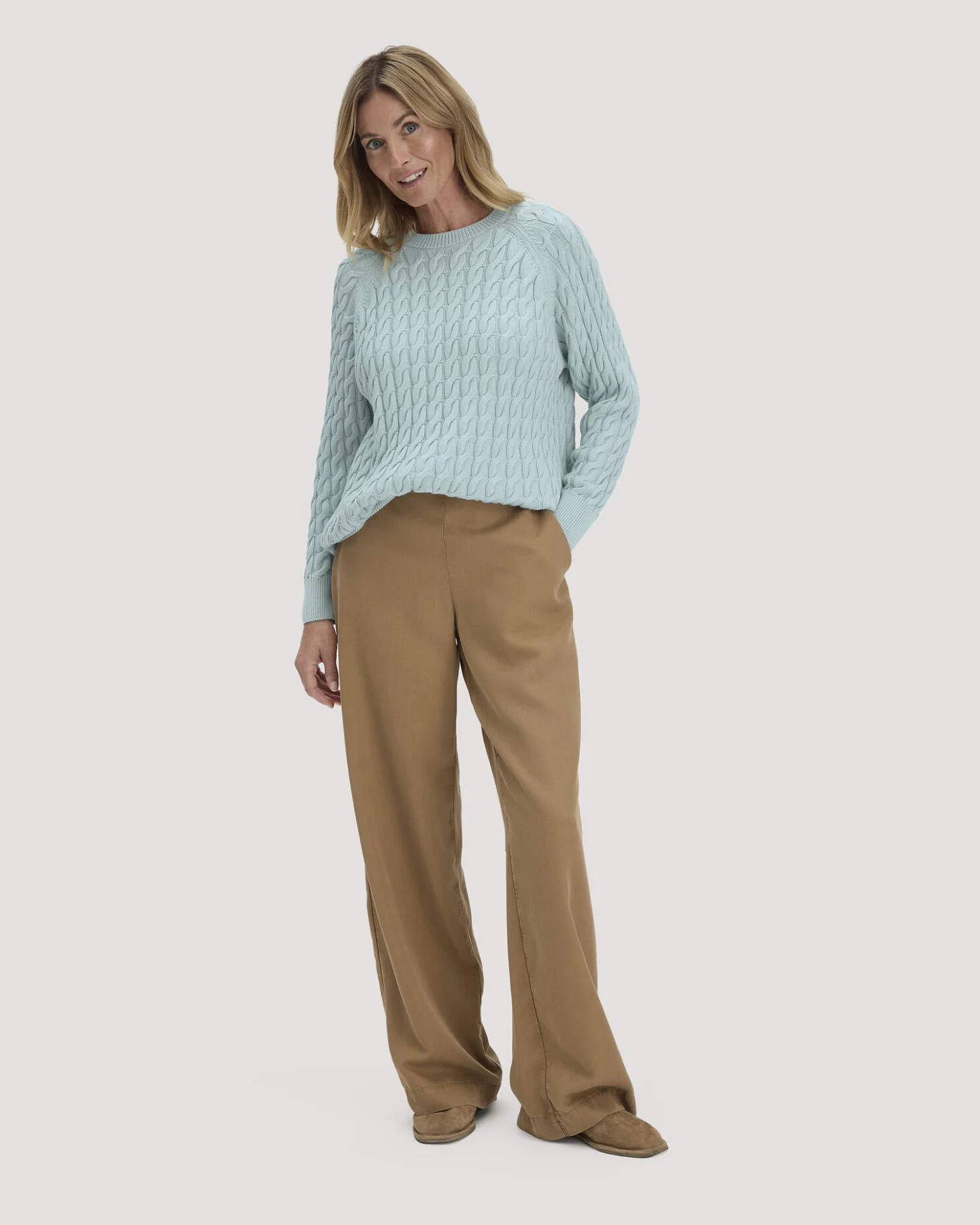 hessnatur Damen Strick Pullover Regular aus Bio-Baumwolle - blau - Größe L – Ansicht 2