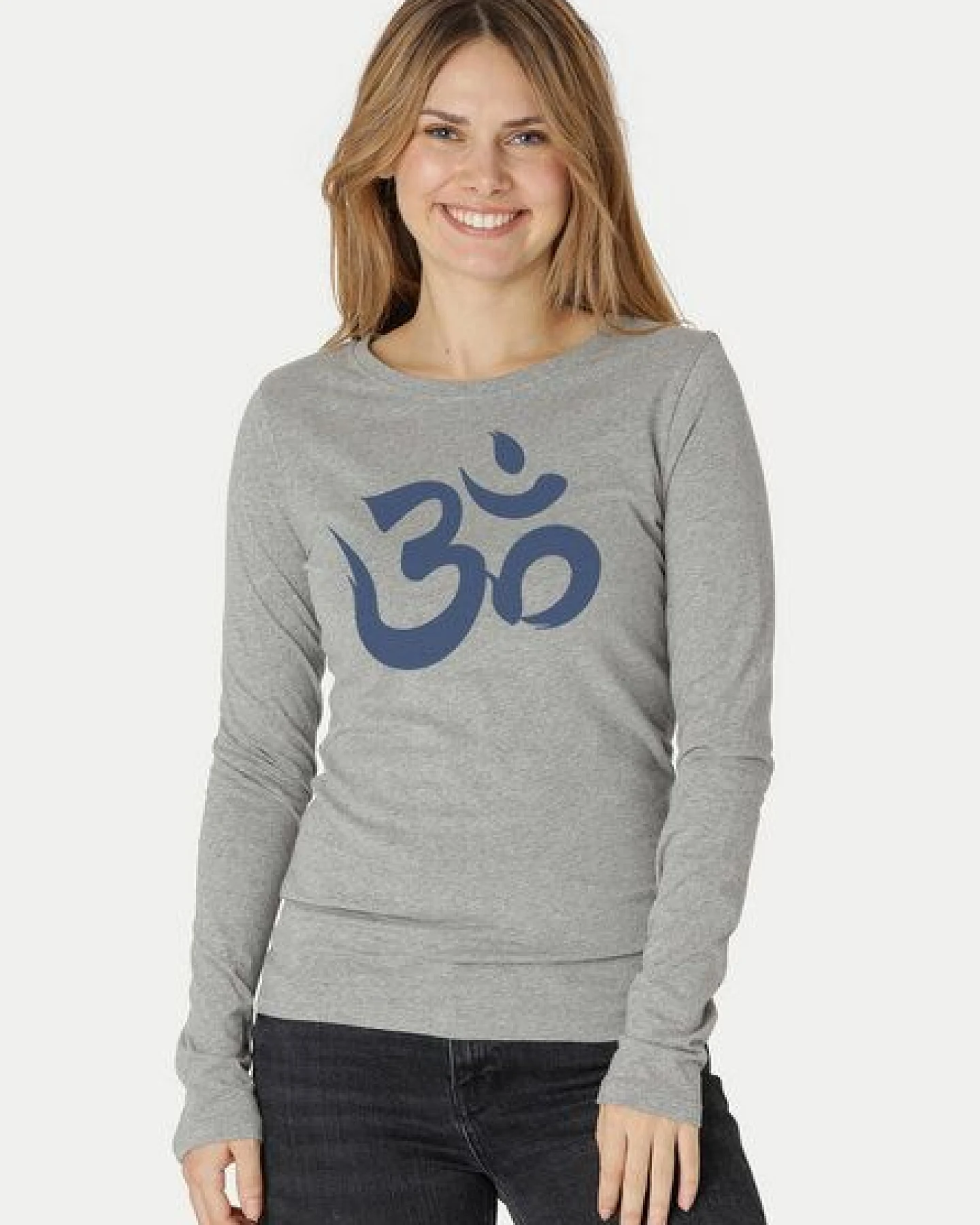 Peaces.bio - handbedruckte Biomode Bio-Damen-Langarmshirt "OM" – Ansicht 2