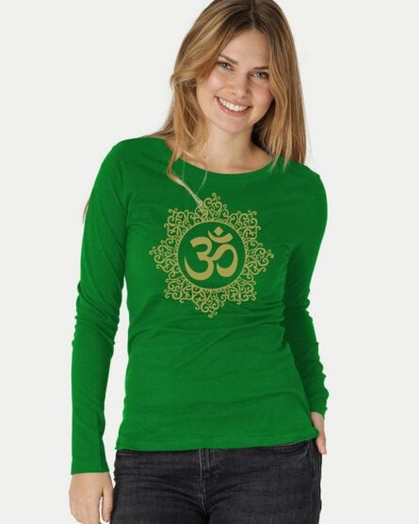 Peaces.bio - handbedruckte Biomode Bio-Damen-Langarmshirt classic OHM – Ansicht 3