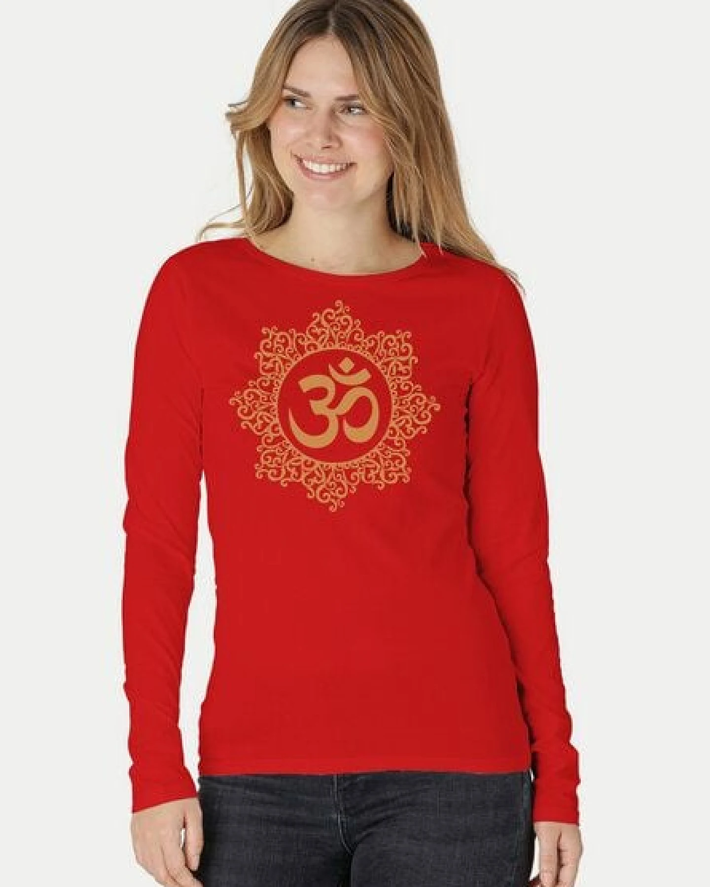 Peaces.bio - handbedruckte Biomode Bio-Damen-Langarmshirt classic OHM – Ansicht 3
