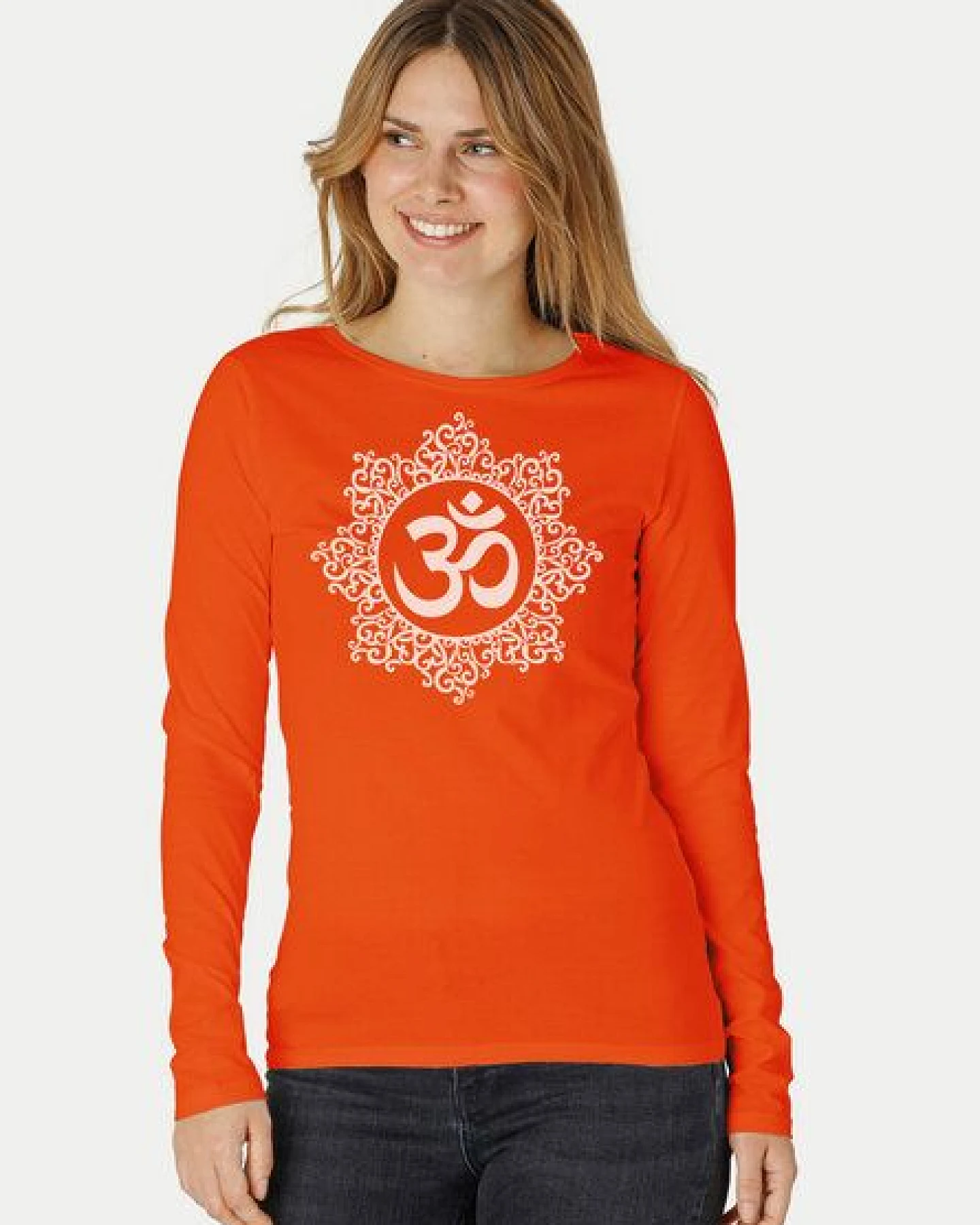Peaces.bio - handbedruckte Biomode Bio-Damen-Langarmshirt classic OHM – Ansicht 3