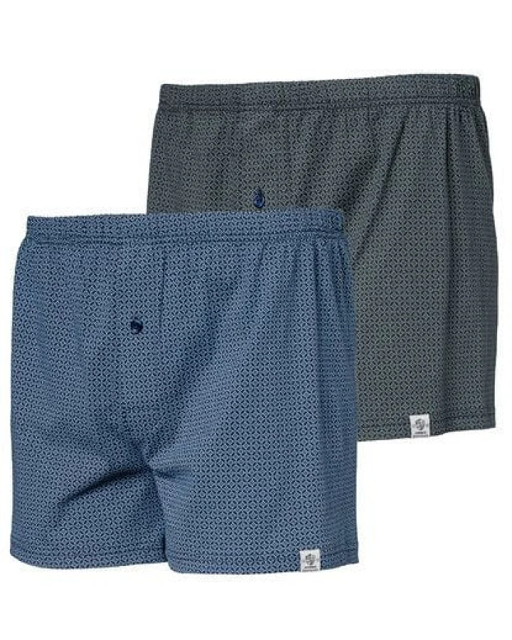 Haasis Bodywear Herren Jersey Boxer Print, mit Knopfleiste, 2er Pack, Single-Jersey