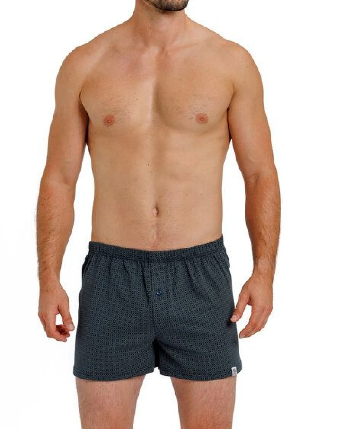 Haasis Bodywear Herren Jersey Boxer Print, mit Knopfleiste, 2er Pack, Single-Jersey – Ansicht 3