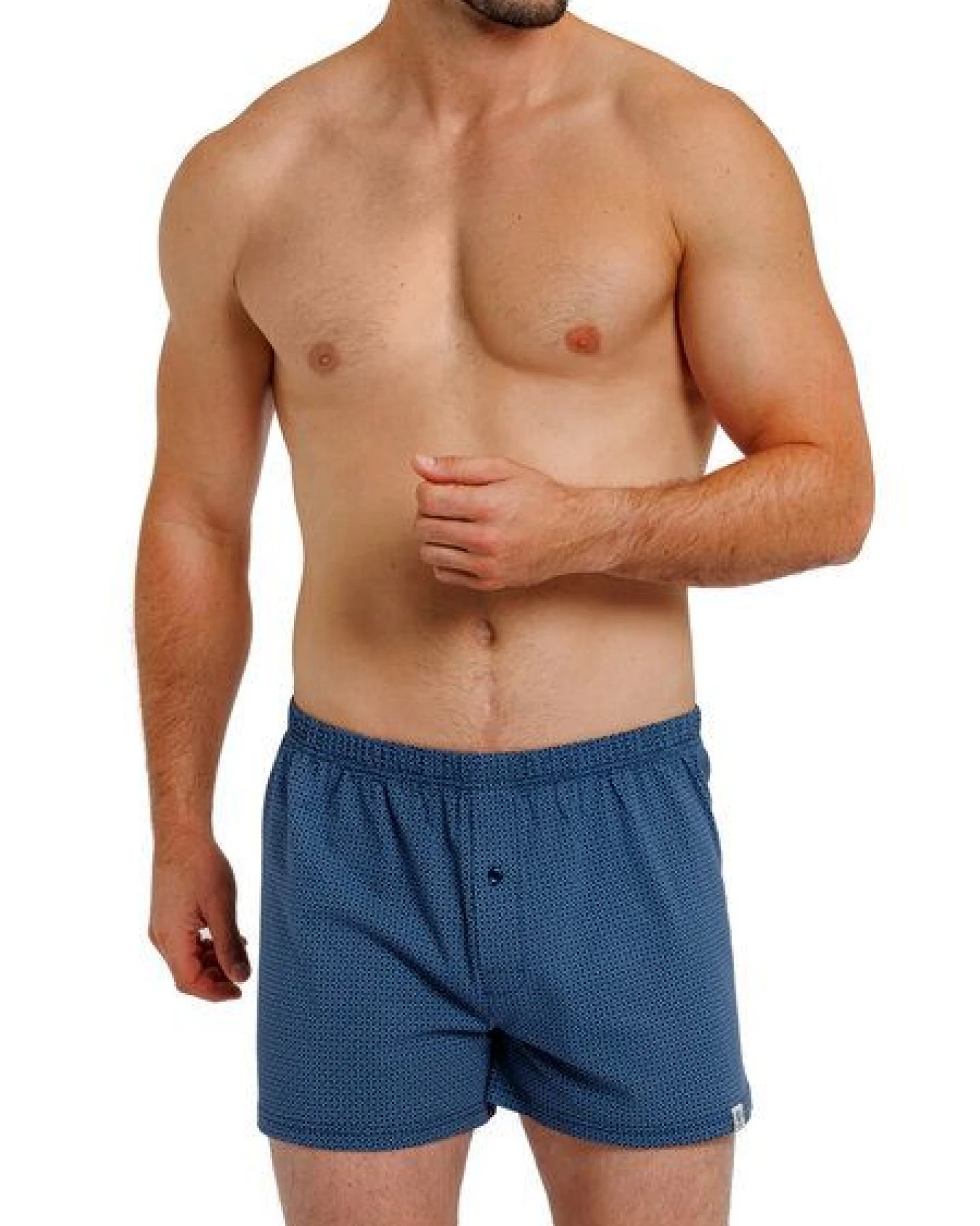 Haasis Bodywear Herren Jersey Boxer Print, mit Knopfleiste, 2er Pack, Single-Jersey – Ansicht 3
