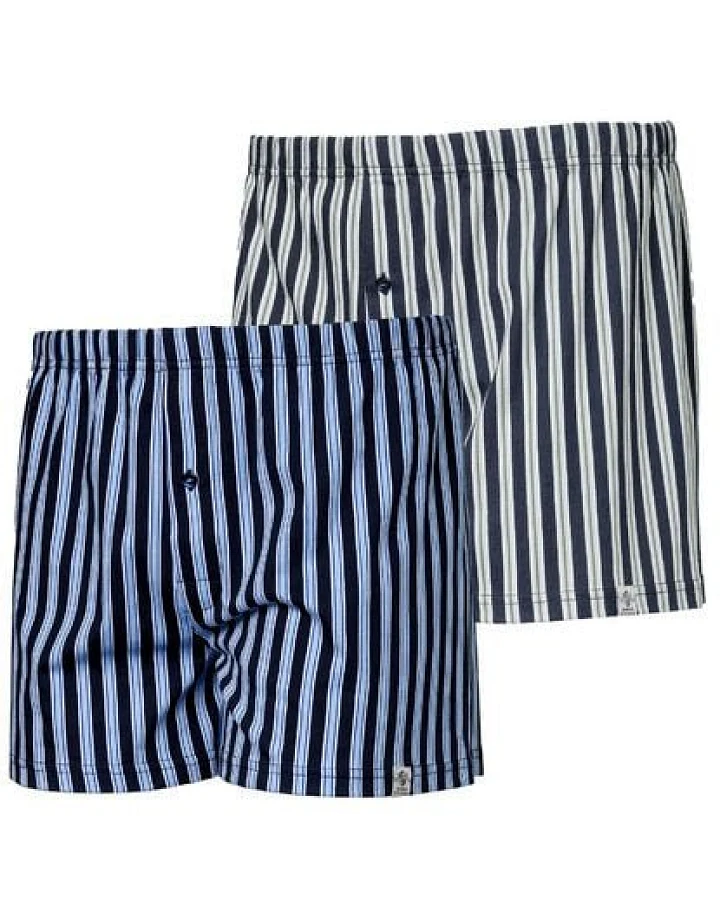 Haasis Bodywear Herren Jersey Boxer Streifen, mit Knopfleiste, 2er Pack, Single-Jersey