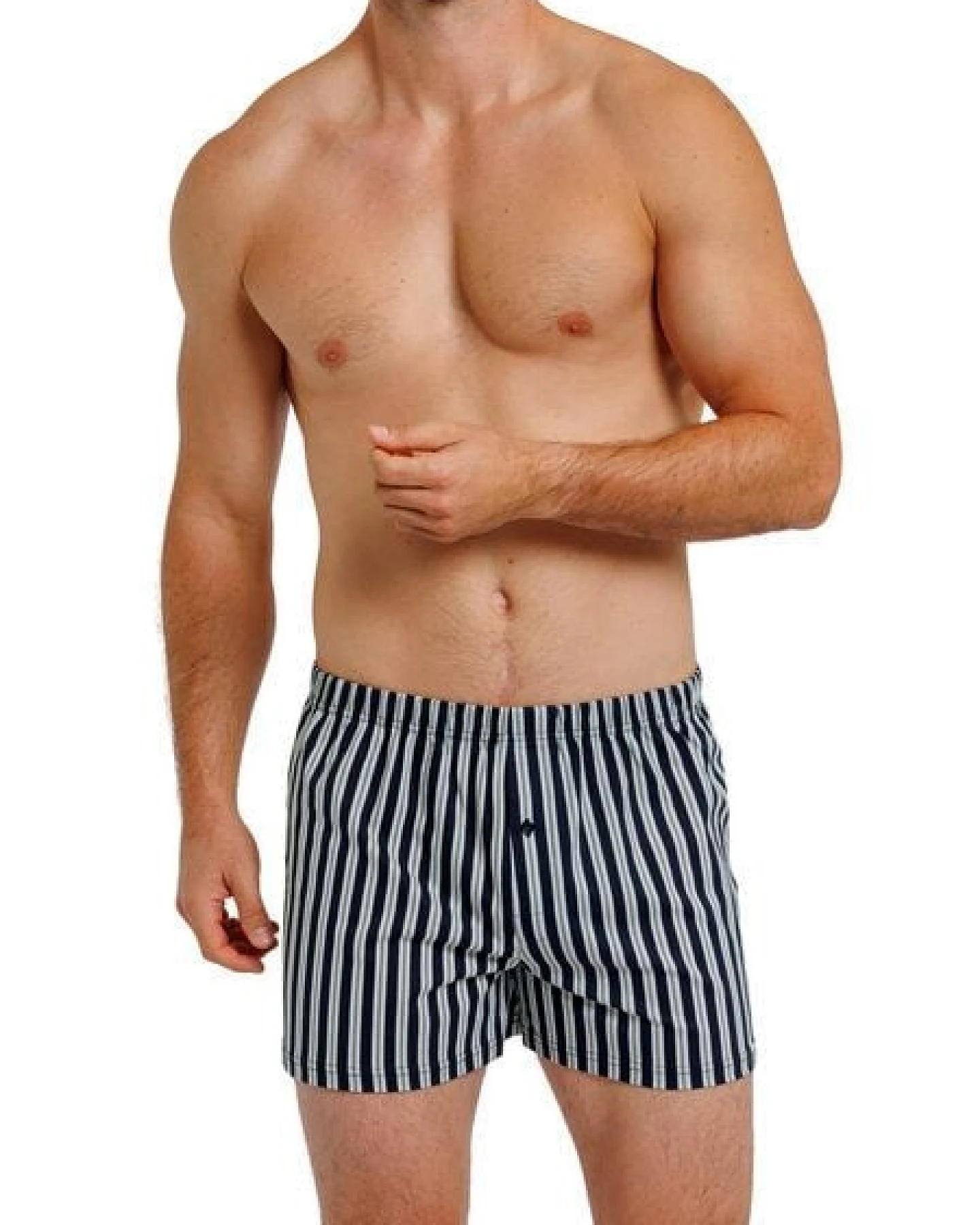 Haasis Bodywear Herren Jersey Boxer Streifen, mit Knopfleiste, 2er Pack, Single-Jersey – Ansicht 4