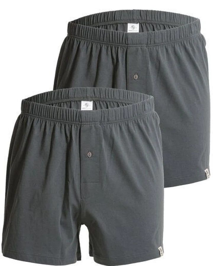 Haasis Bodywear Herren Jersey Boxer, mit Knopfleiste, 2er Pack, Single-Jersey