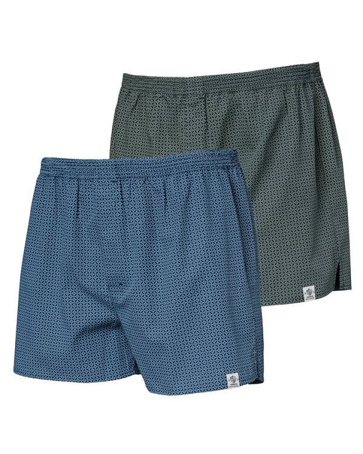 Haasis Bodywear Herren Web-Boxer Print, verdeckte Knopfleiste, 2er Pack