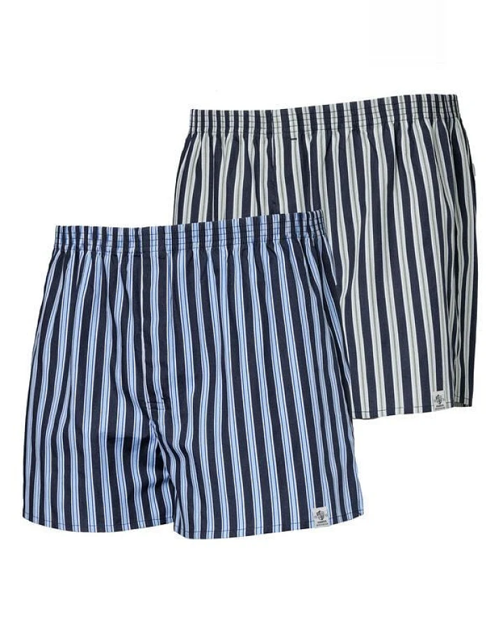 Haasis Bodywear Herren Web-Boxer Streifen, verdeckte Knopfleiste, 2er Pack