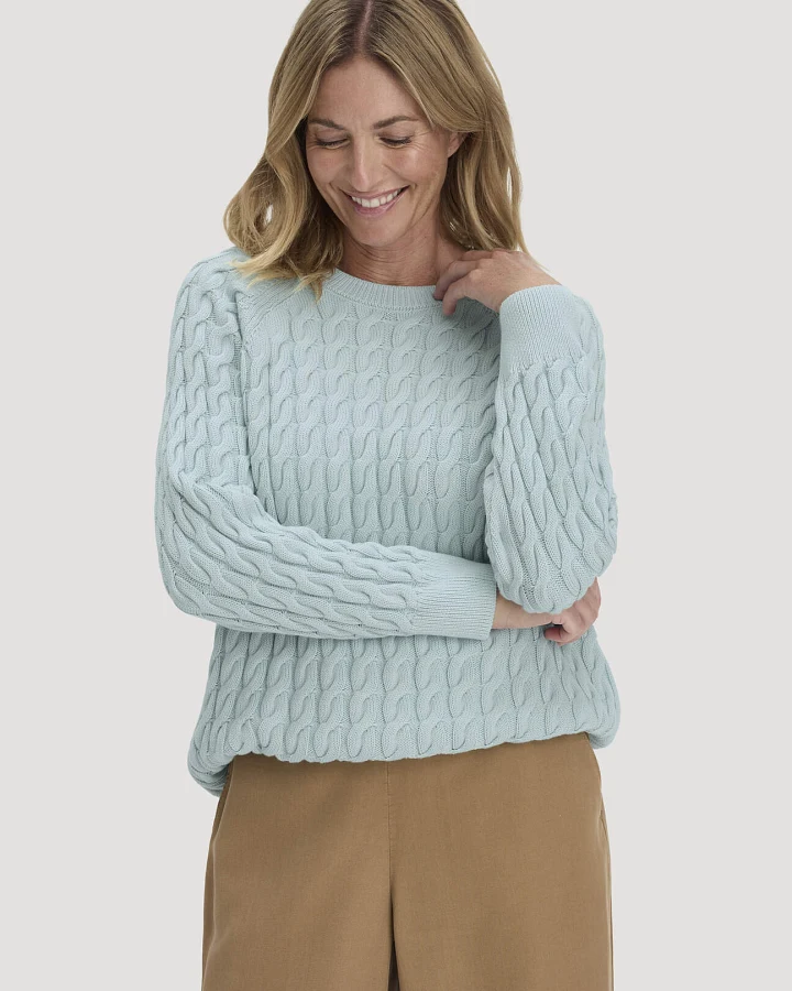 hessnatur Damen Strick Pullover Regular aus Bio-Baumwolle - blau - Größe S