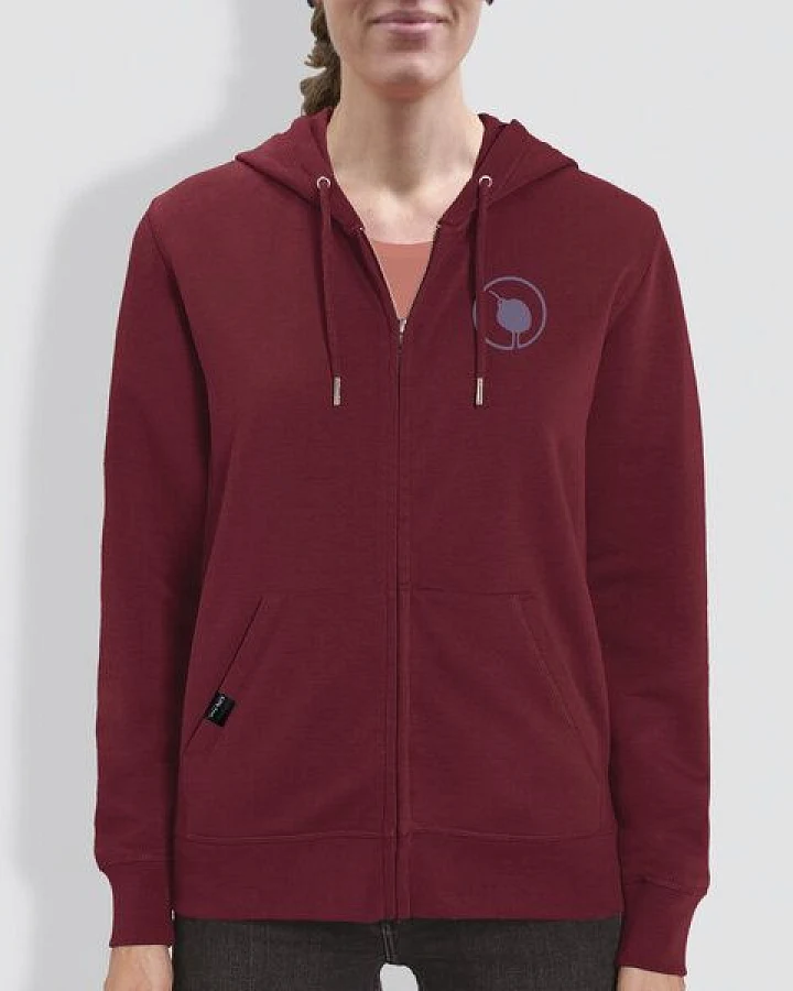 Damen Hoodie, "little kiwi", Burgundy, Bright Blue